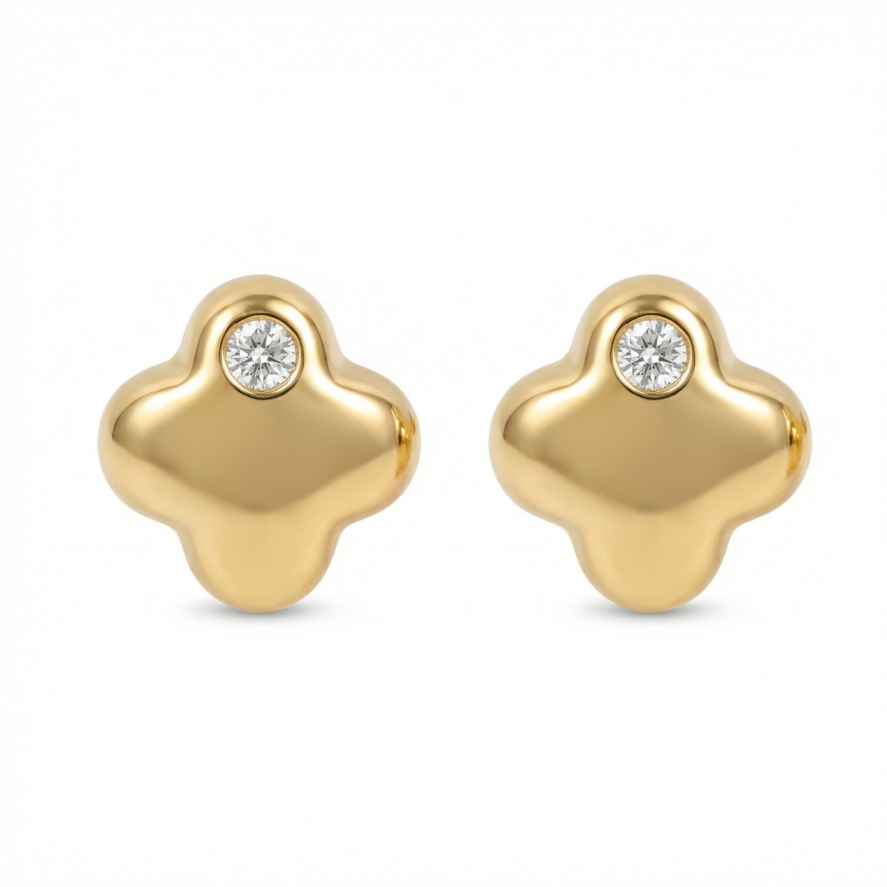 Sculptural Four-Lobe Stud Earrings – sterling silver earrings, side detail