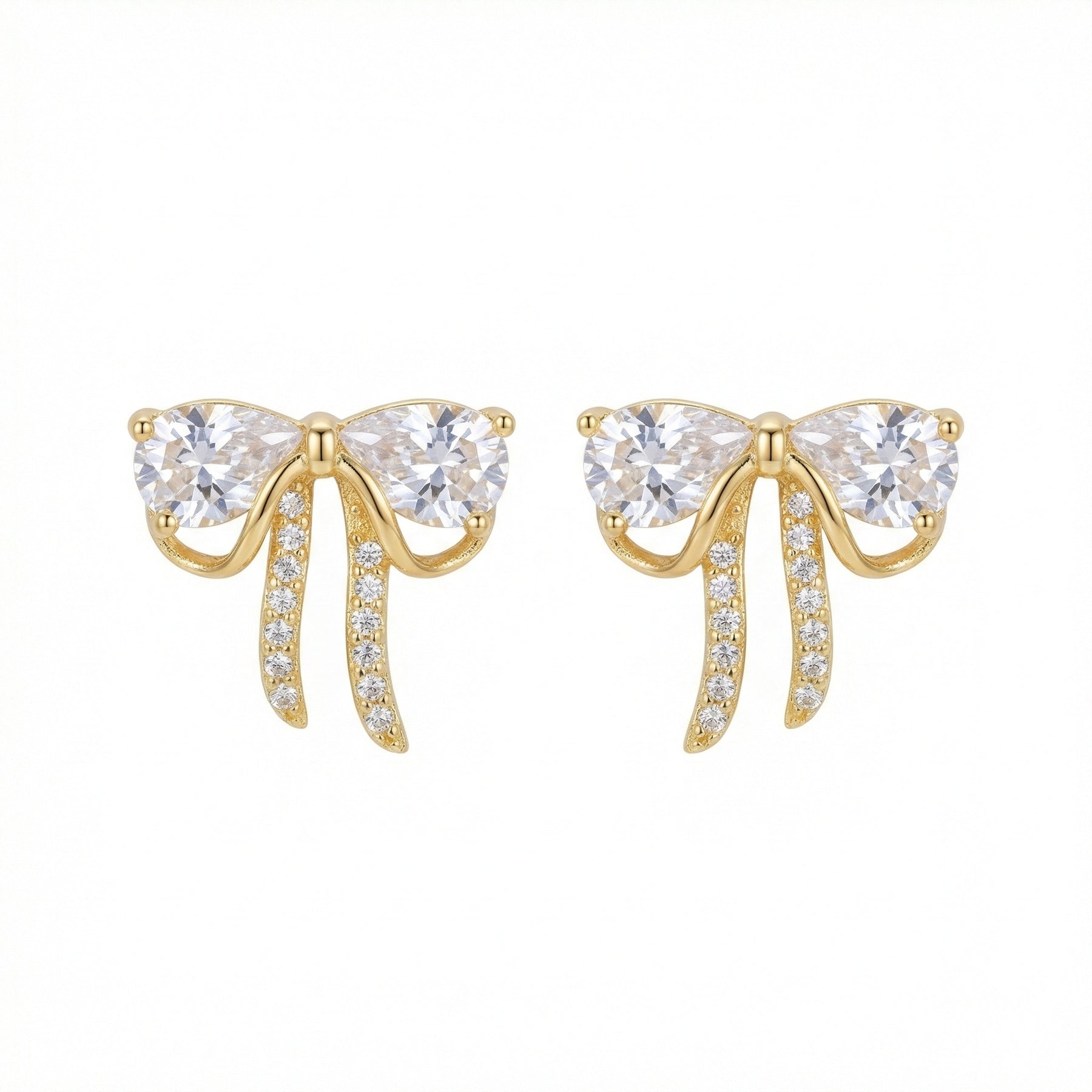 Pear-Cut Bow Stud Earrings – sterling silver earrings, side detail