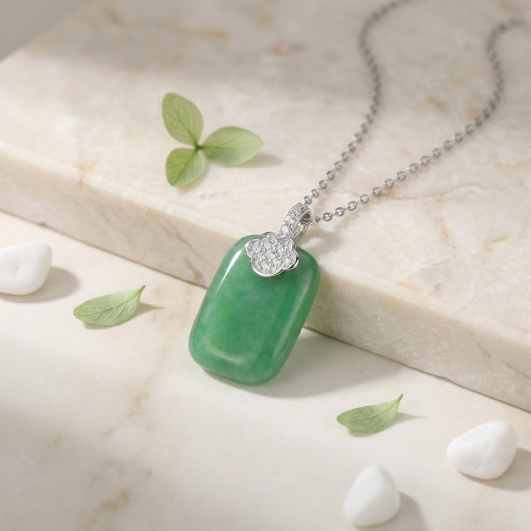 Jade Cloud Shape Pendant Necklace – jade necklace, front view