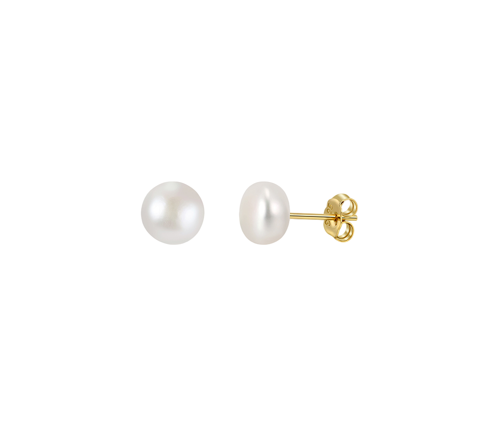 Freshwater Pearl Studs, Butterfly Backs – pearl earrings, close-up