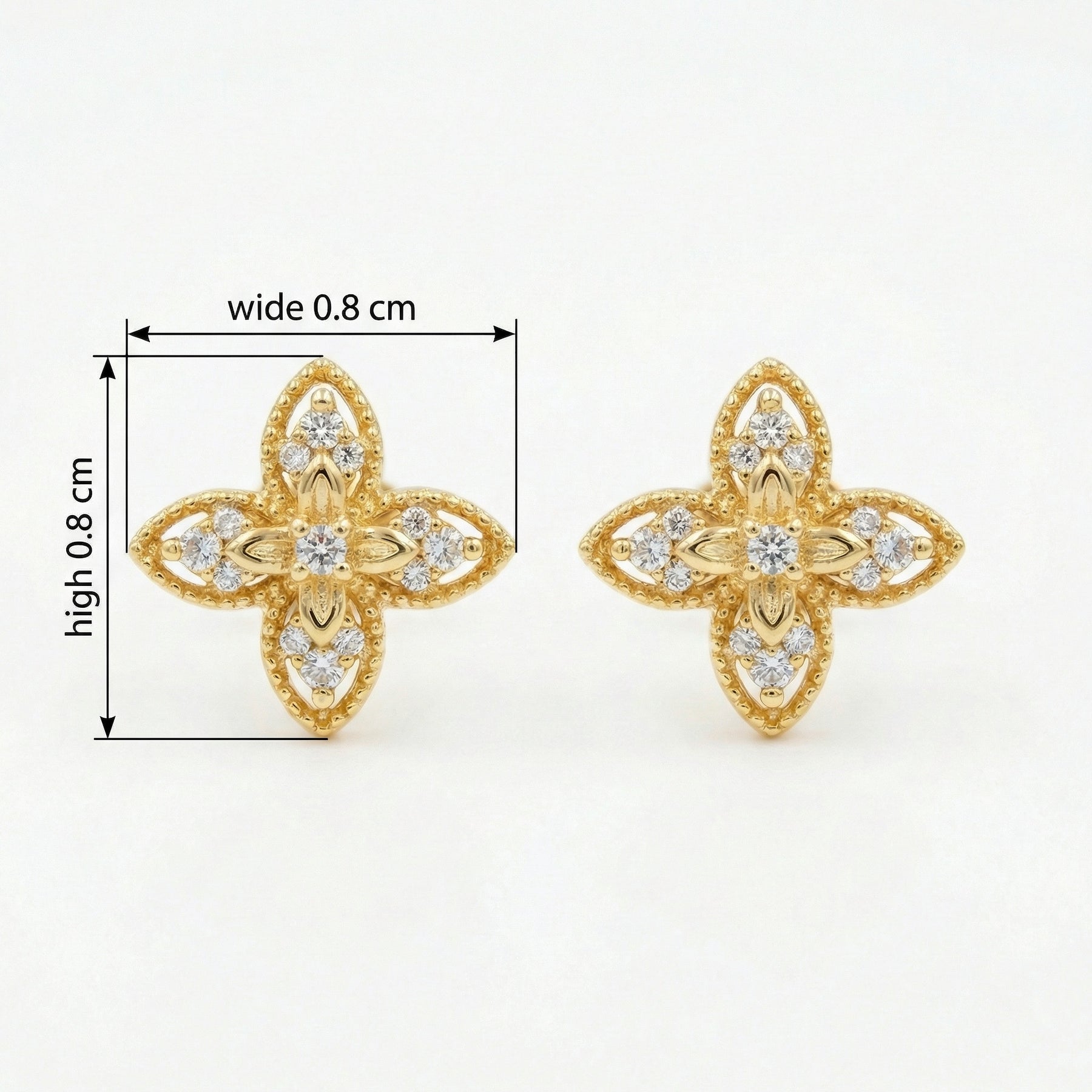 Vintage Filigree Clover Stud Earrings – sterling silver earrings, front view