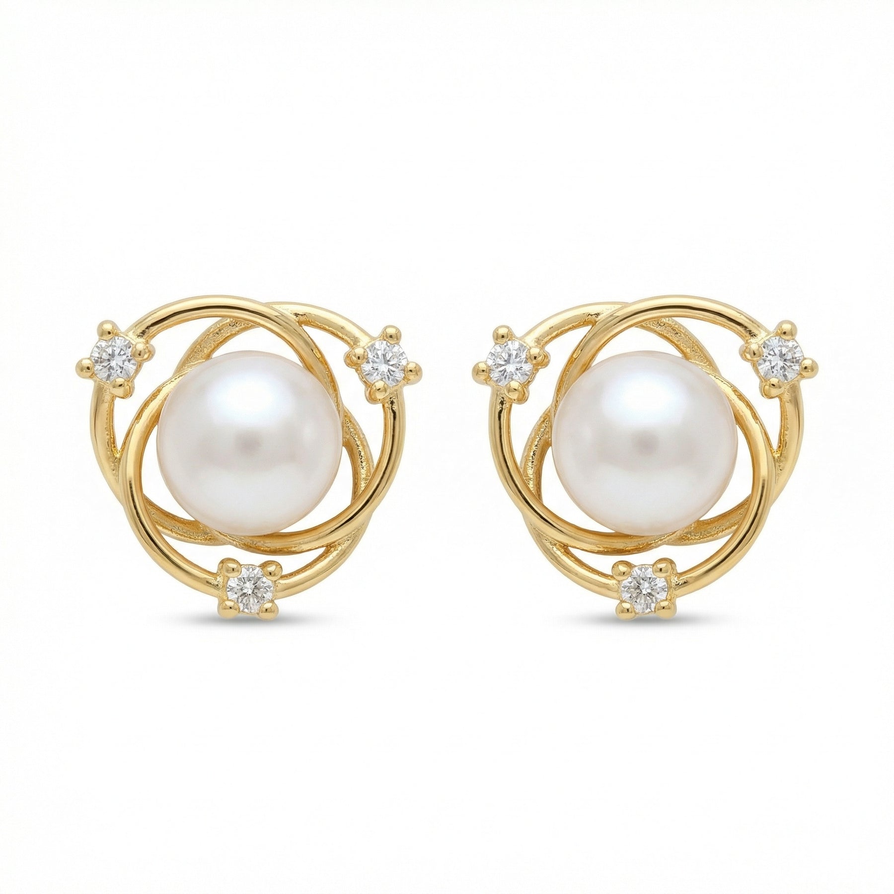 Pearl Swirl Stud Earrings – pearl earrings, close-up