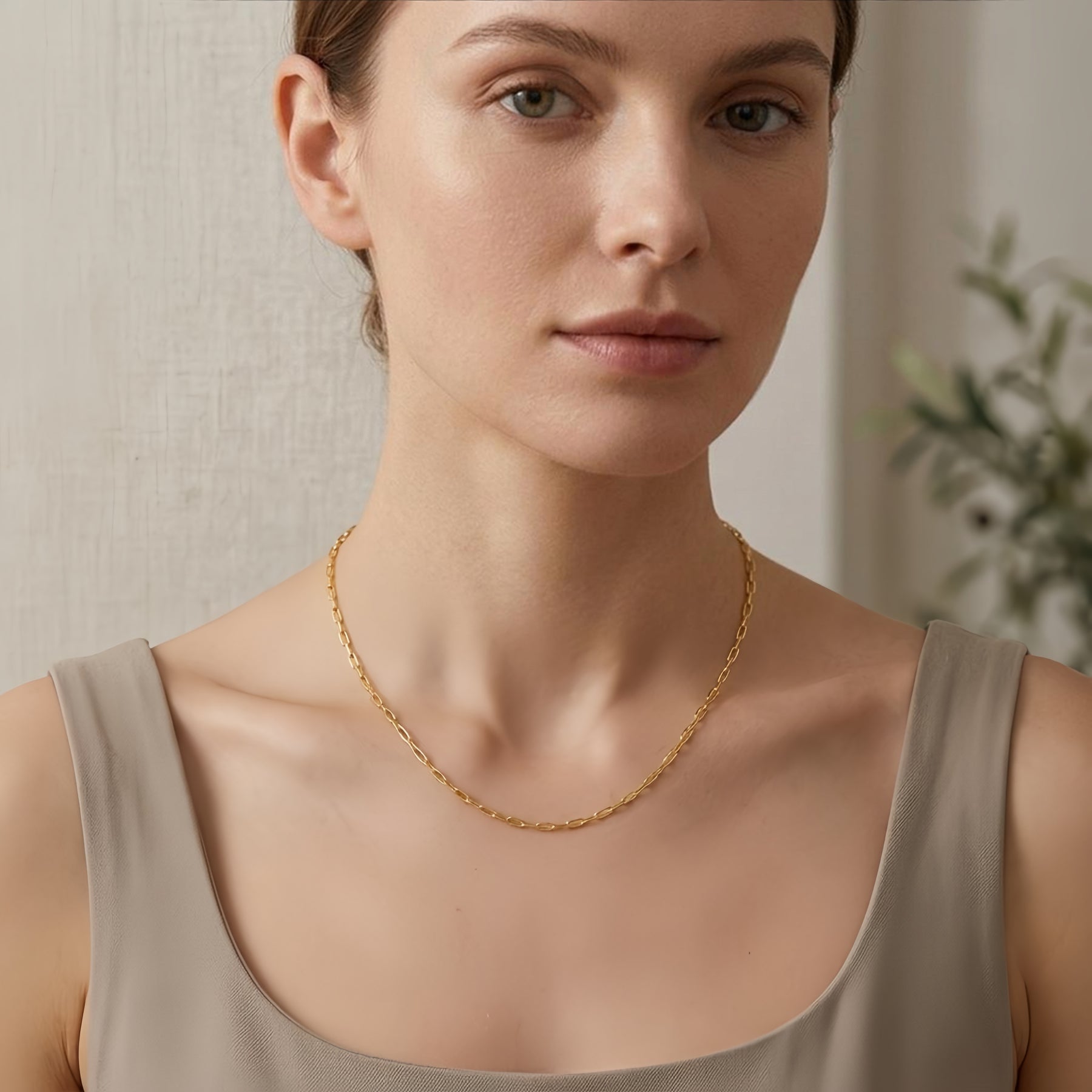 gold-plated Chain Necklace with CZ Bar Pendant – zircon necklace