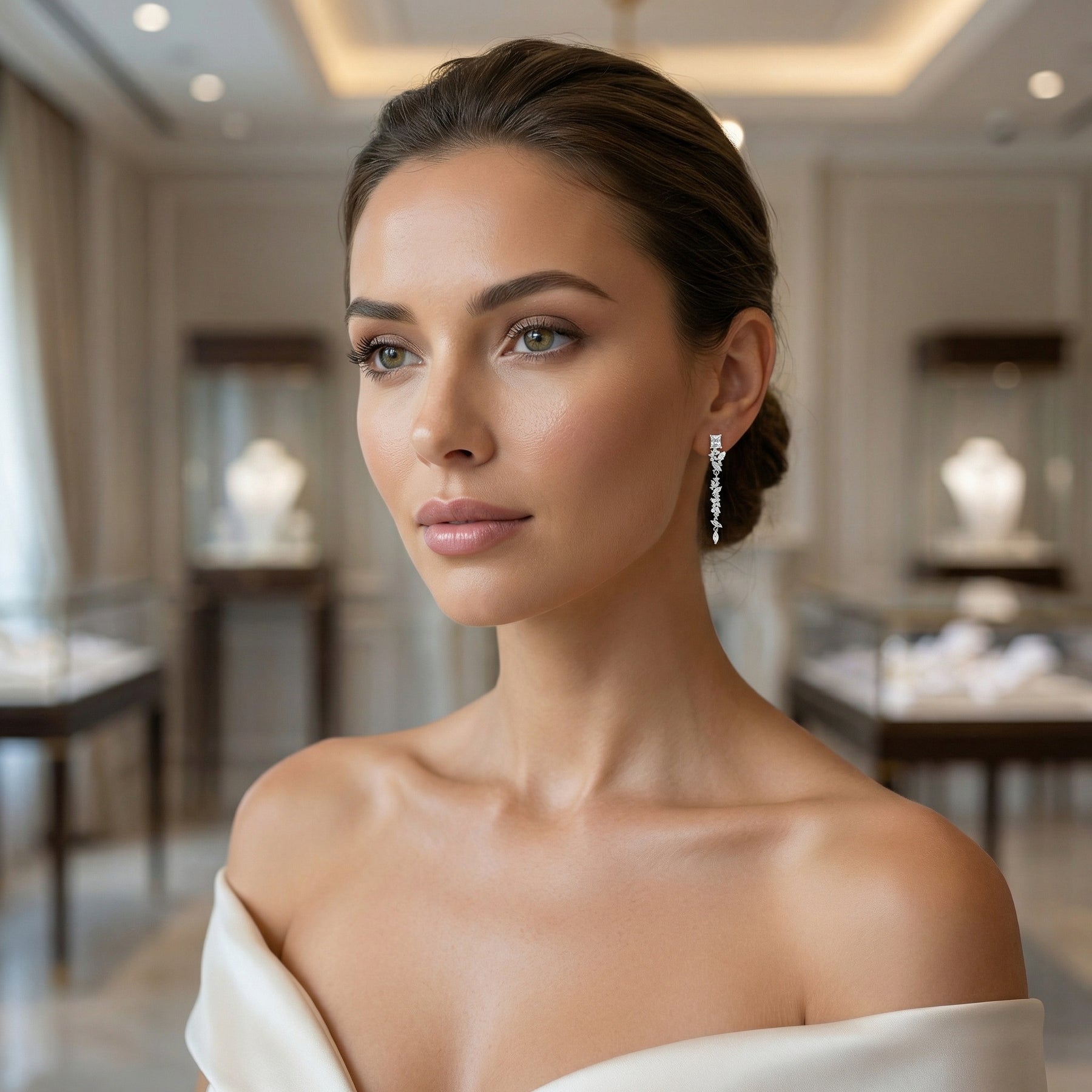 Crystal Dangle Earrings for Bridal Wear – crystal earrings, front view