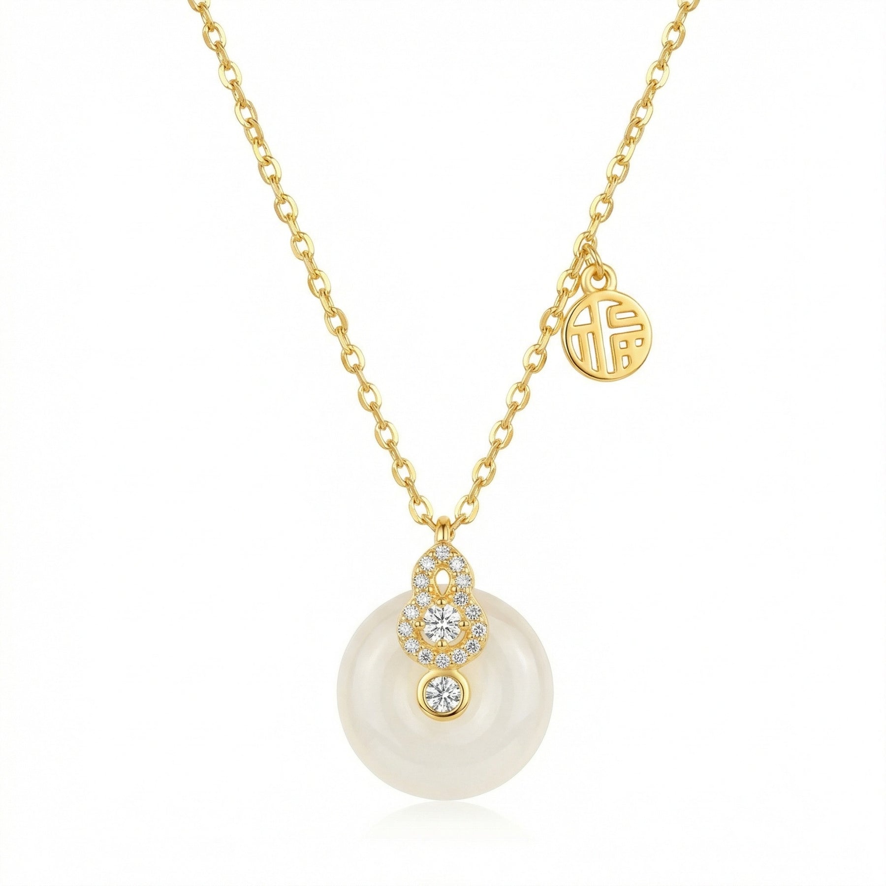 Gourd and Fortune Coin Necklace – sterling silver necklace