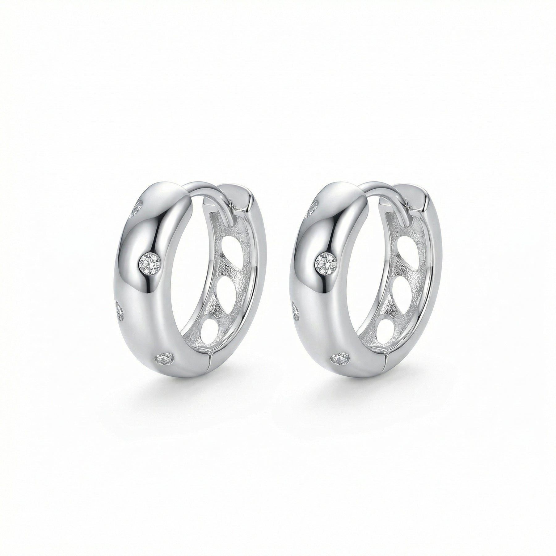 Sparkling Gemstone Huggie Hoop Earrings – sterling silver earrings