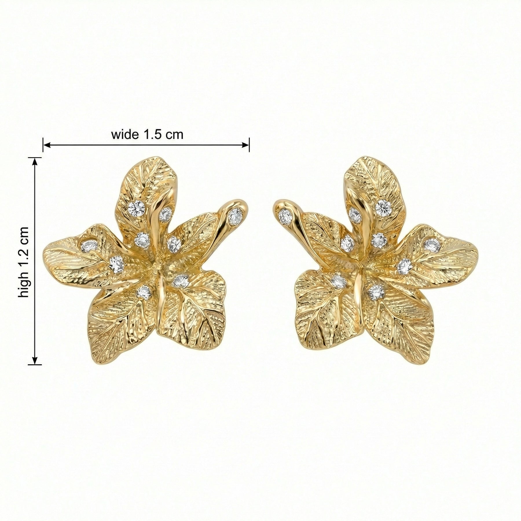 Textured Flower Stud Earrings – sterling silver earrings, side detail