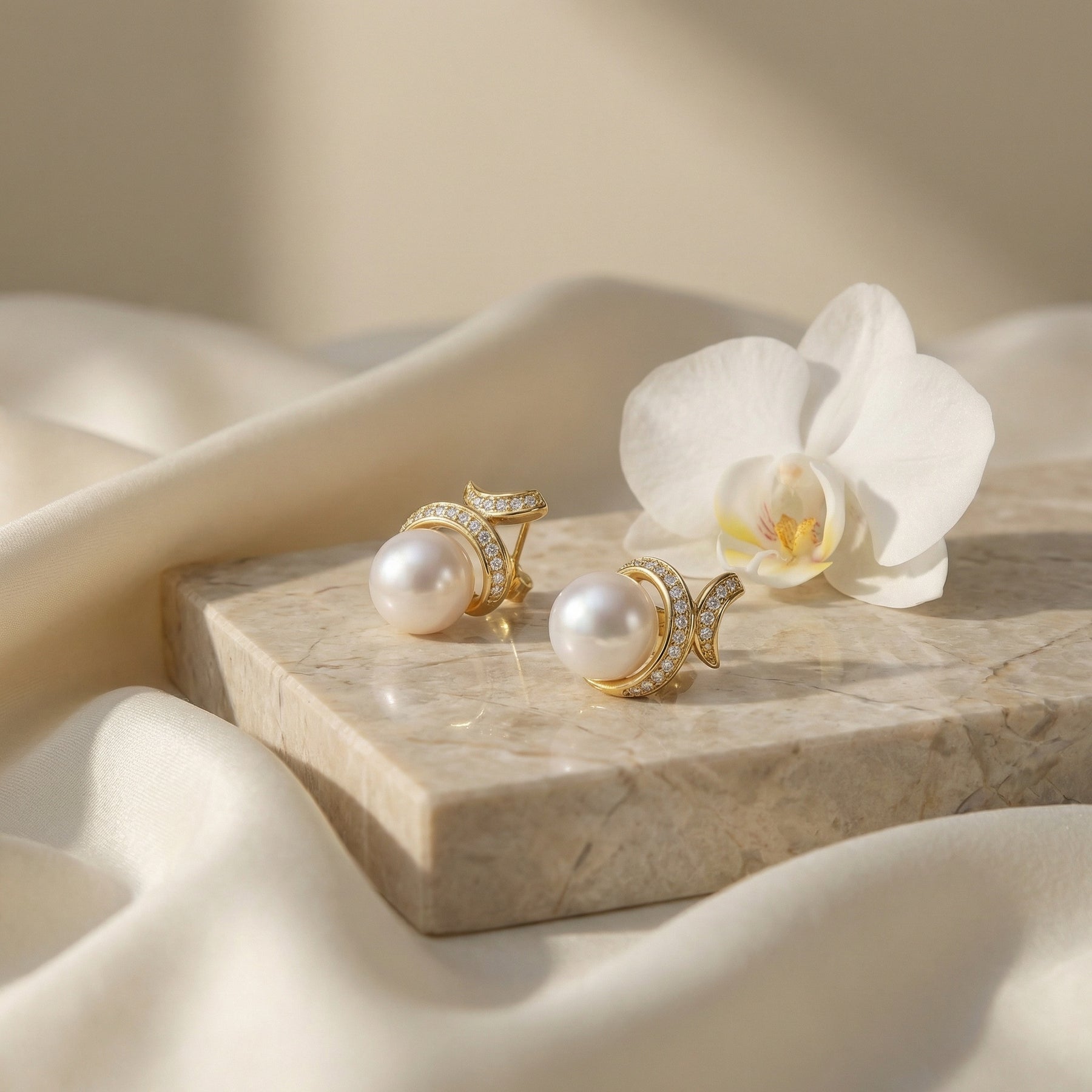 Pearl Swirl Stud Earrings, Scrollwork – pearl earrings