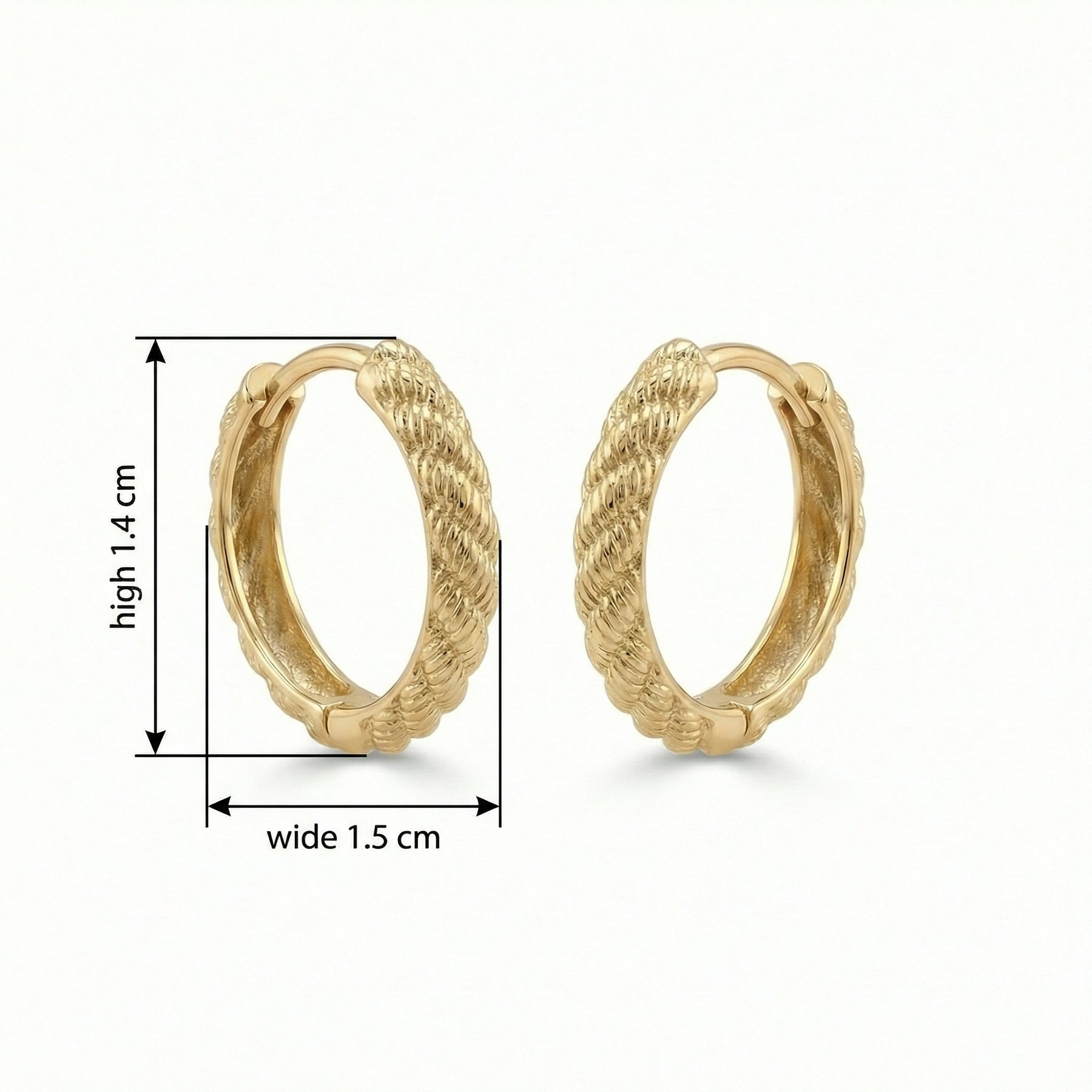 Braided Rope Textured Hoop Earrings – sterling silver earrings, front view