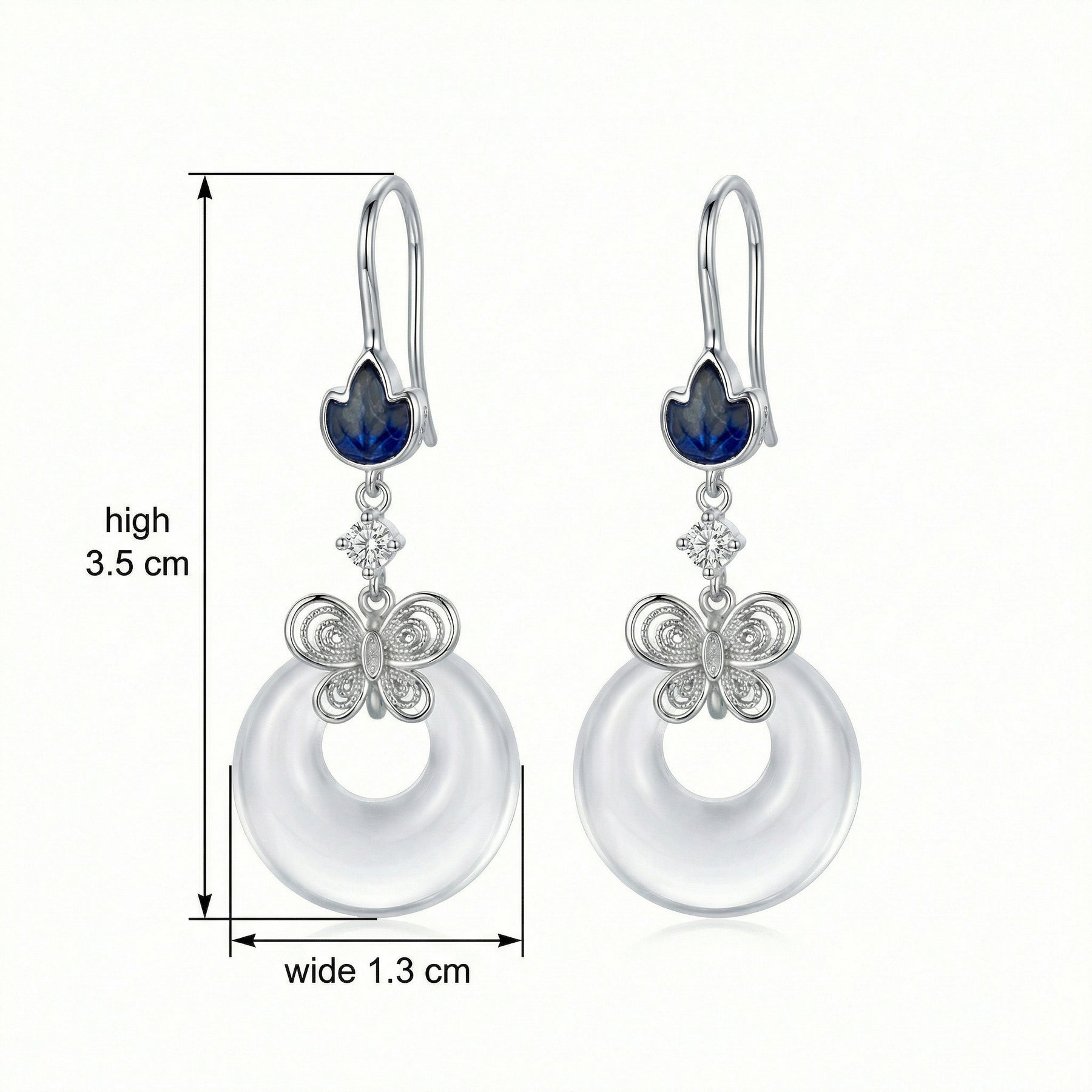 Butterfly Jade Donut Drop Earrings – jade earrings, close-up