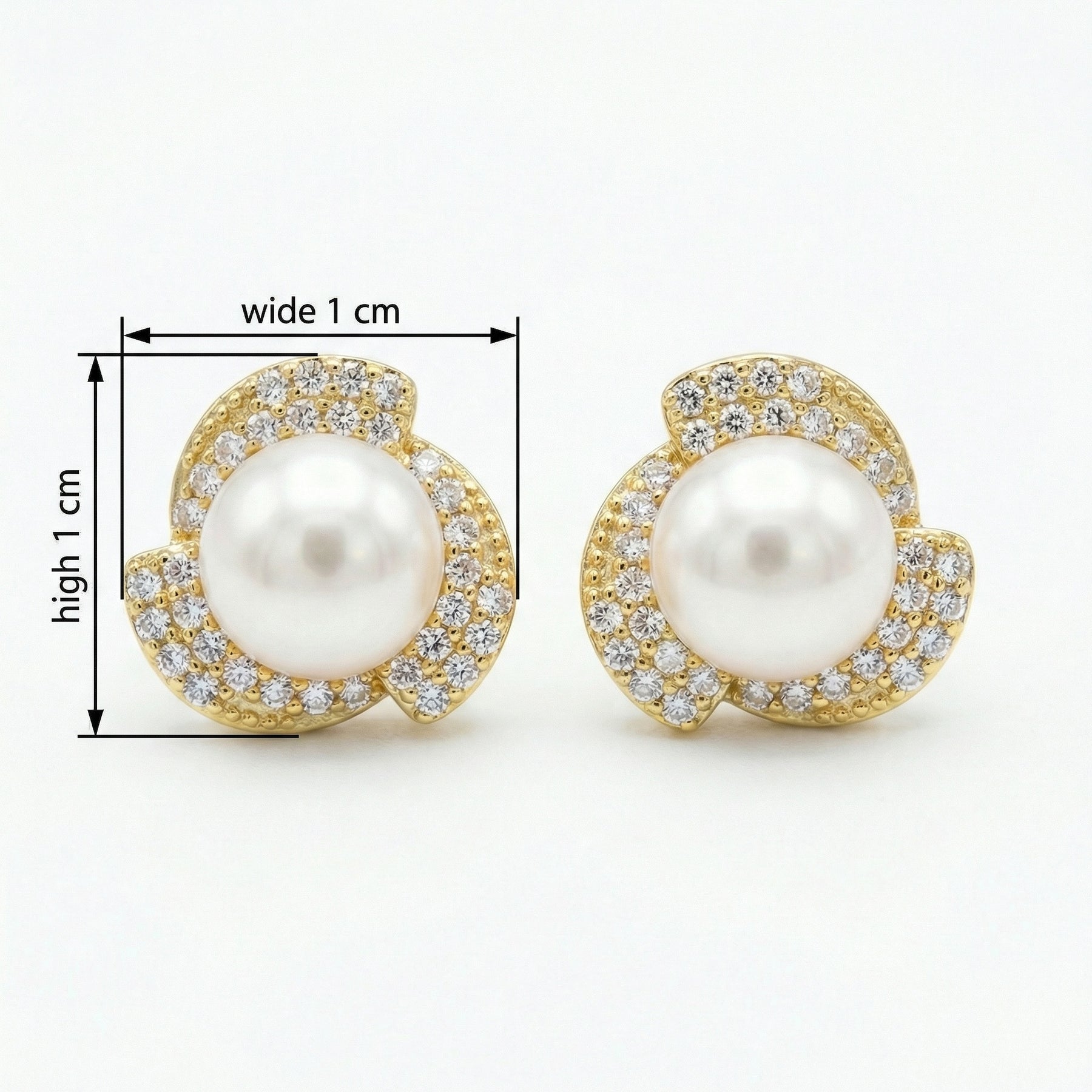 Pearl Studs with Swirl Accents – pearl earrings, close-up