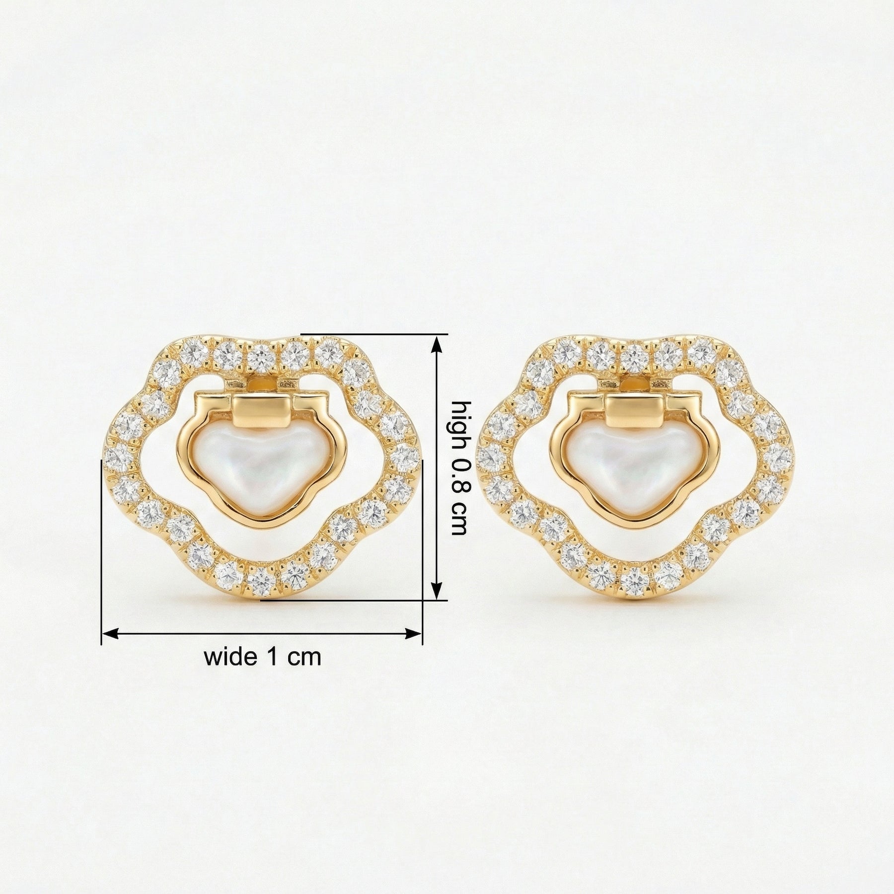 Heart Mother-of-Pearl Ruyi Studs – mother-of-pearl earrings, close-up