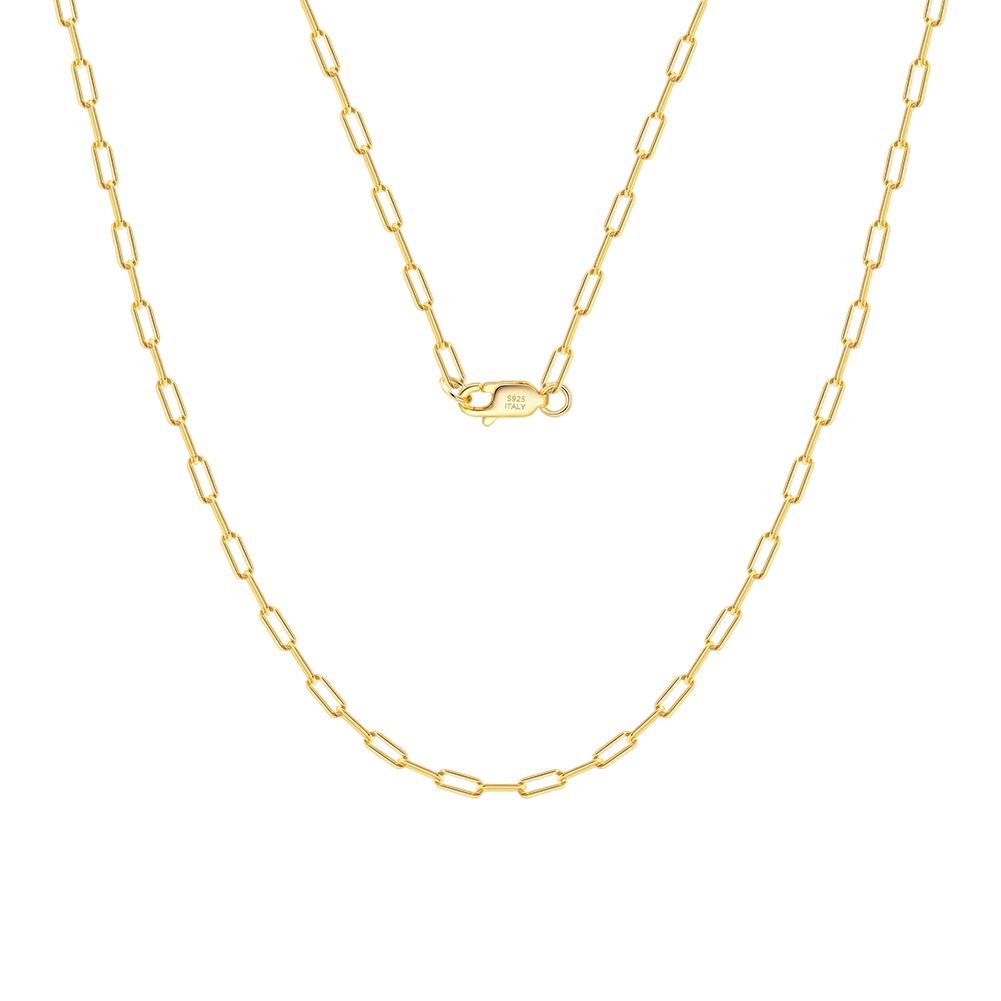 18K gold-plated Paperclip Chain, Italian Made – gold-plated necklace