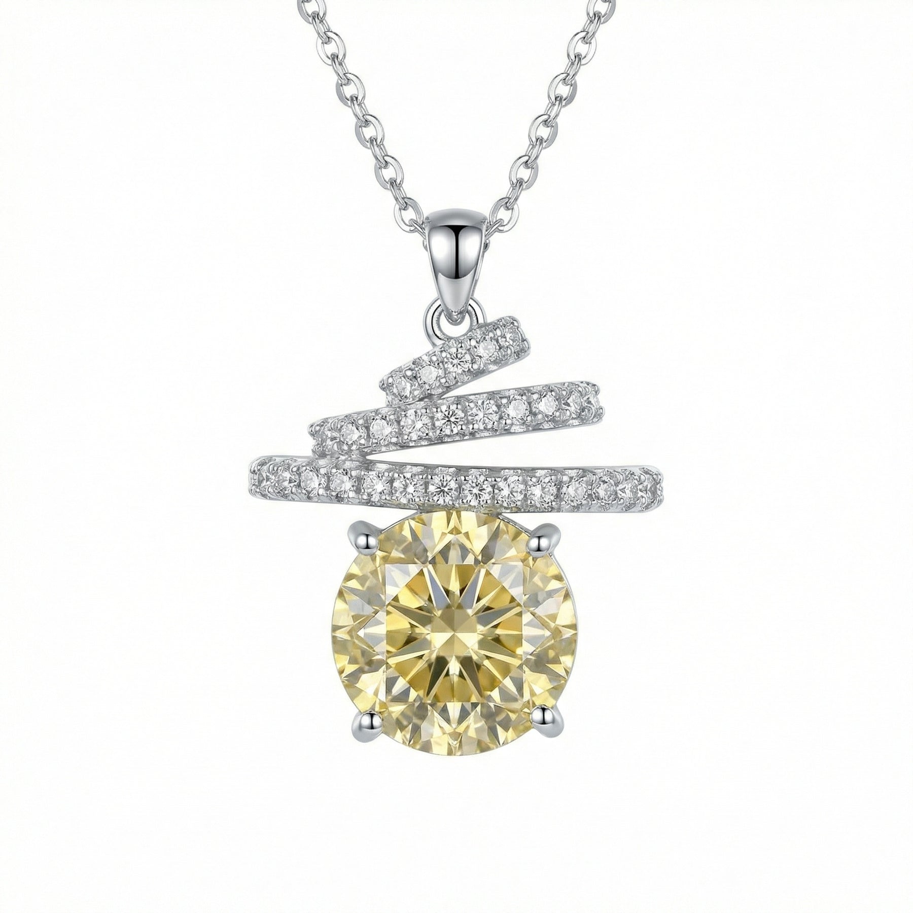Citrine-Tone Spiral Pendant Necklace – sterling silver necklace