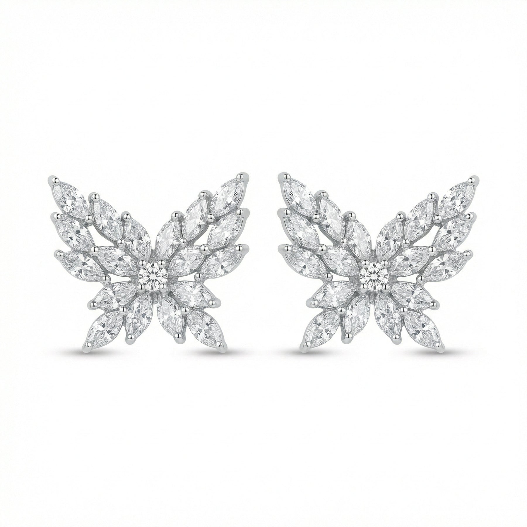 Marquise Butterfly Stud Earrings – sterling silver earrings, side detail