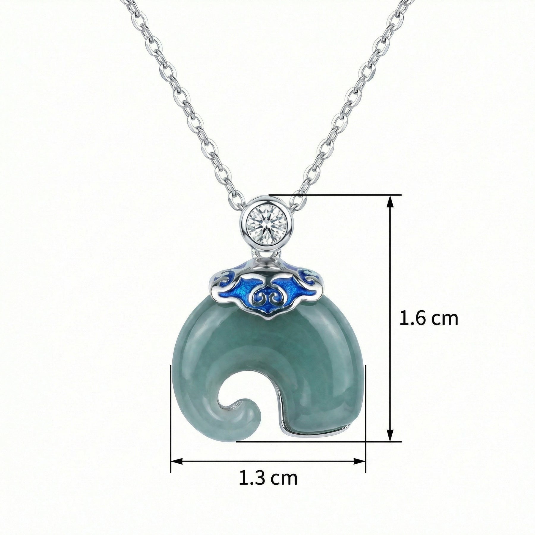 Green Jade Necklace with Blue Enamel Cloud – jade necklace