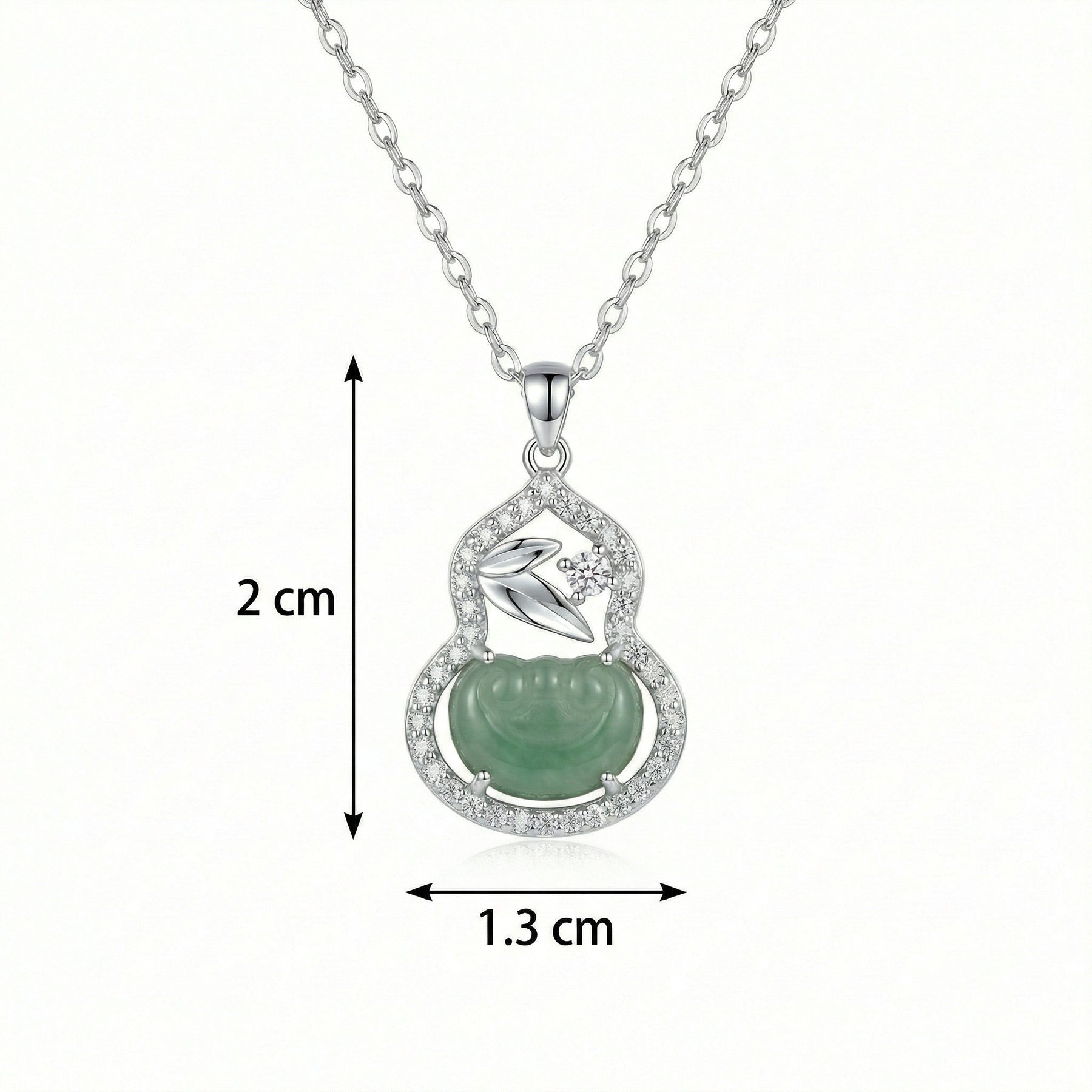 Jade Gourd Leaf Pendant Necklace – jade necklace, front view