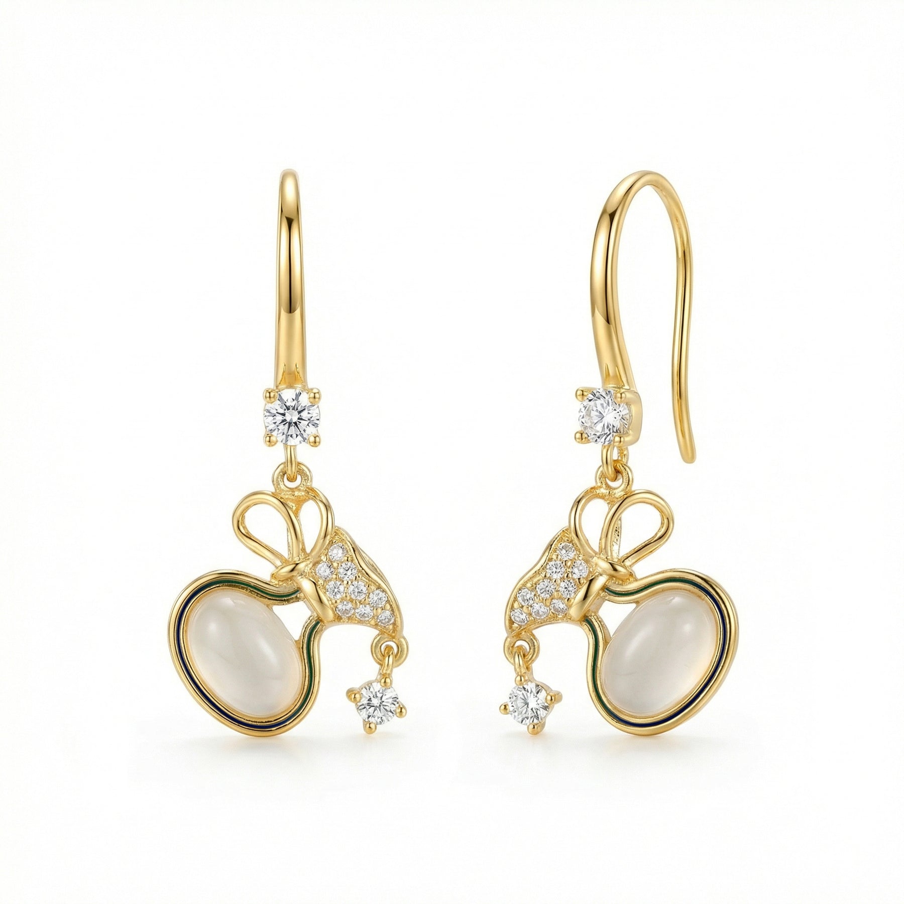 Moonstone Gourd Drop Earrings – sterling silver earrings