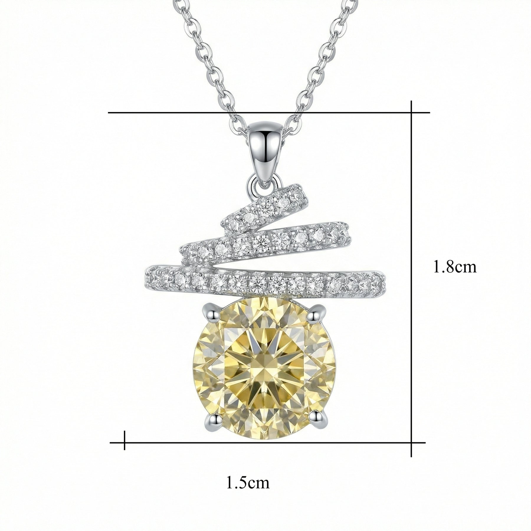 Citrine-Tone Spiral Pendant Necklace – sterling silver necklace, close-up