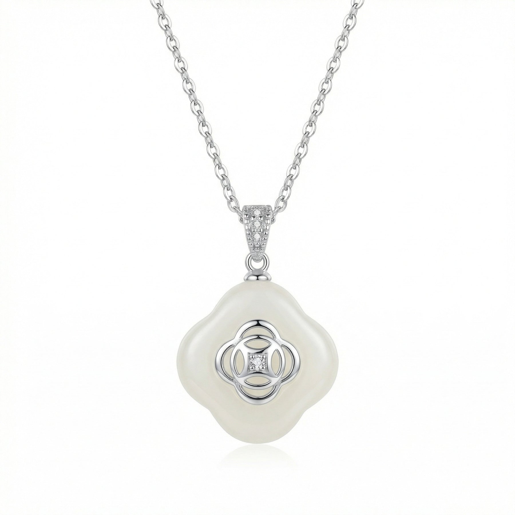 Sparkling stone Flower Pearl Pendant Necklace – pearl necklace