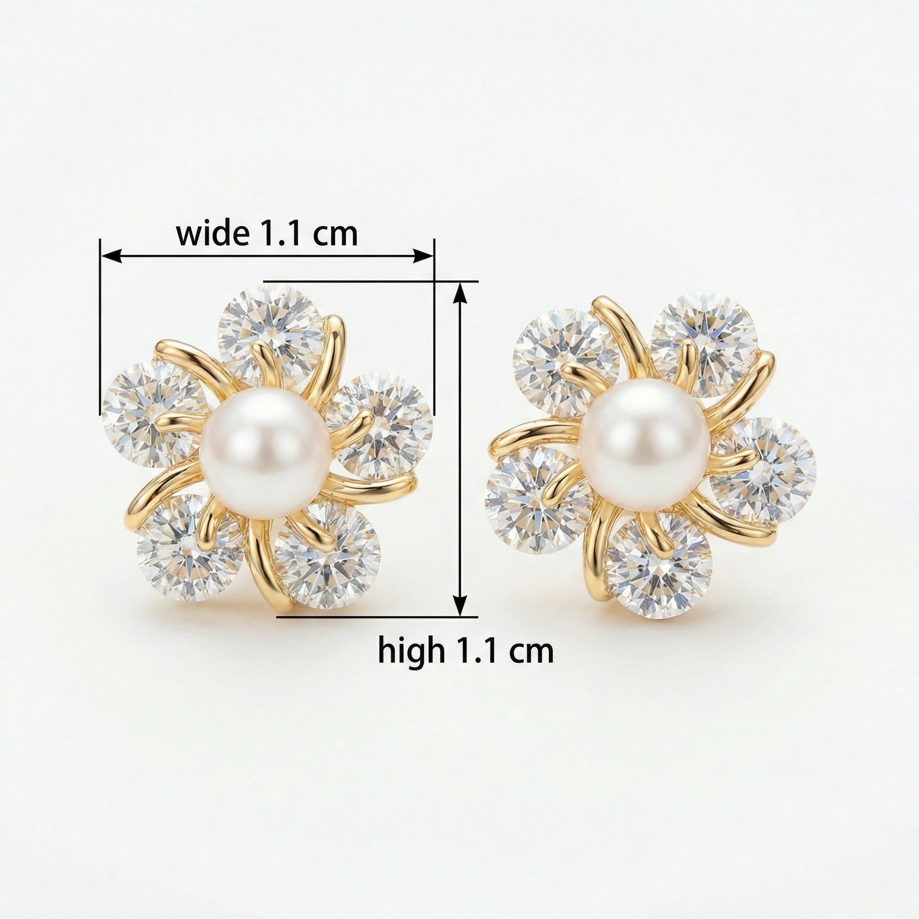 Floral Pearl Stud Earrings, Spring – pearl earrings, side detail