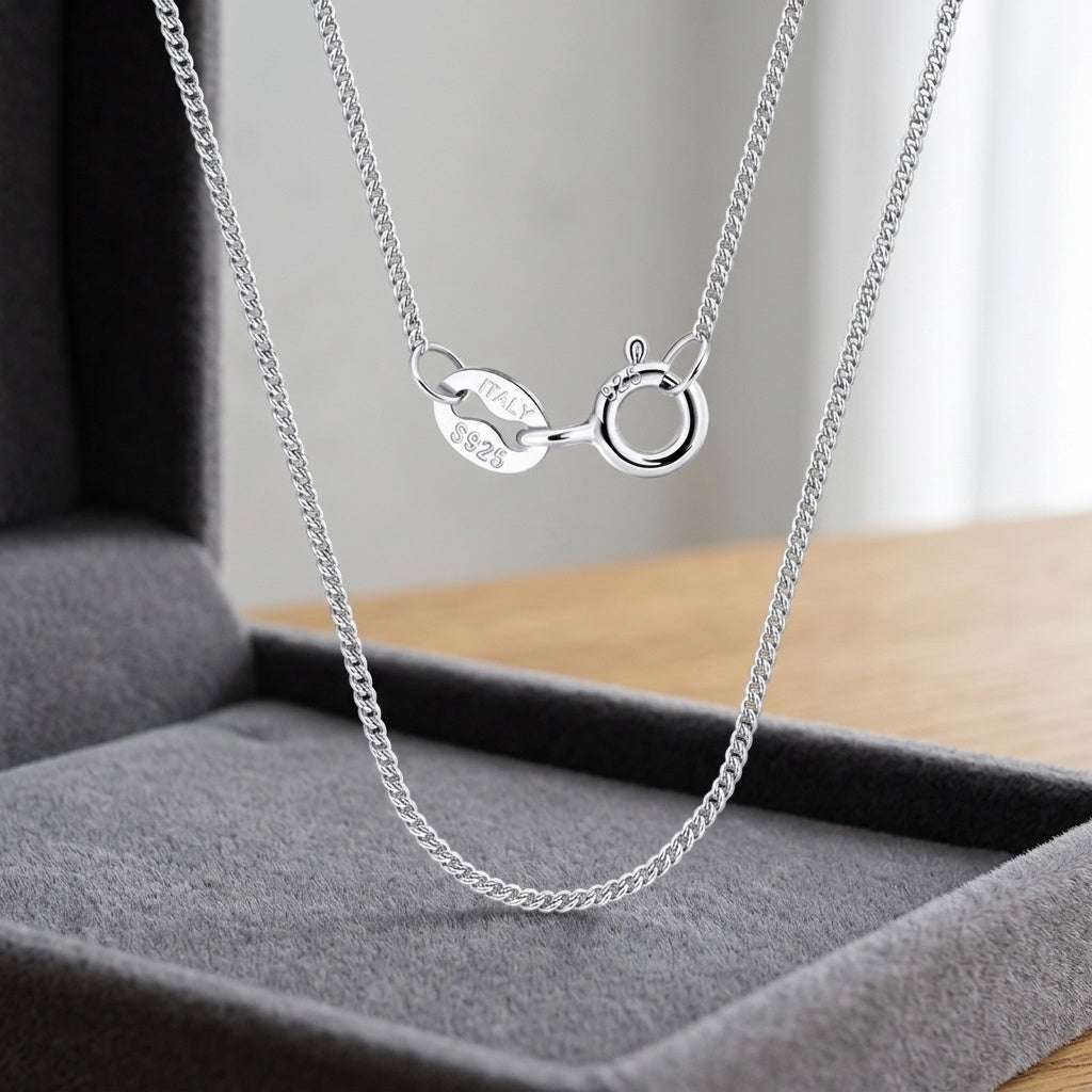 Italian Curb Chain Necklace – sterling silver necklace