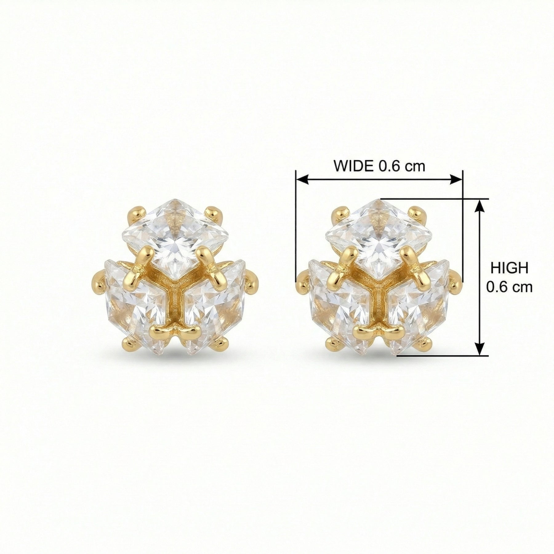 Triple Trillion-Cut Cluster Studs – sterling silver earrings