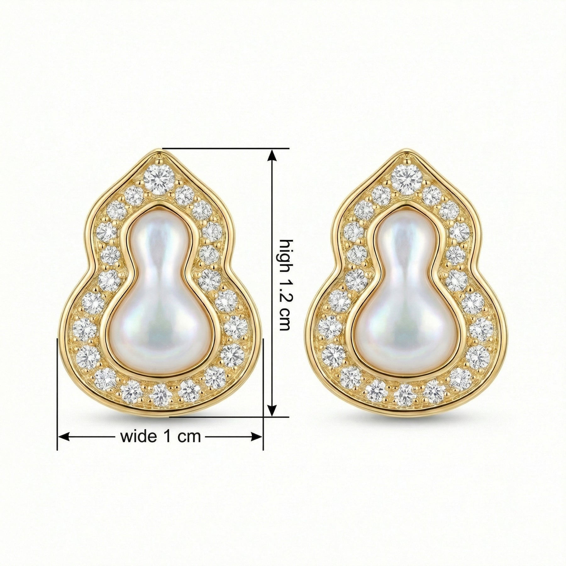 Mother-of-Pearl Gourd Stud Earrings – mother-of-pearl earrings, close-up