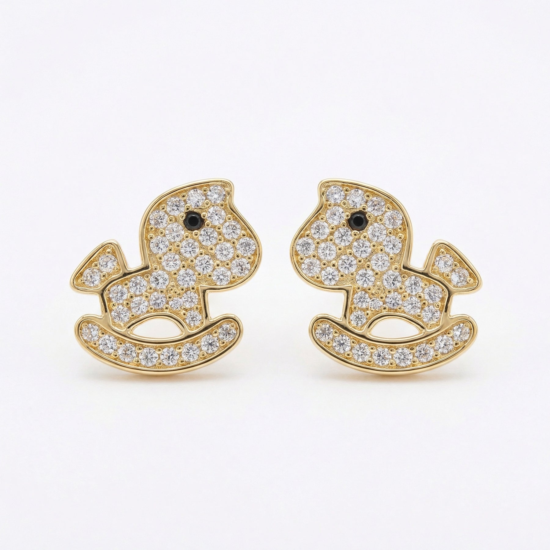 Rocking Horse Stud Earrings – sterling silver earrings, close-up