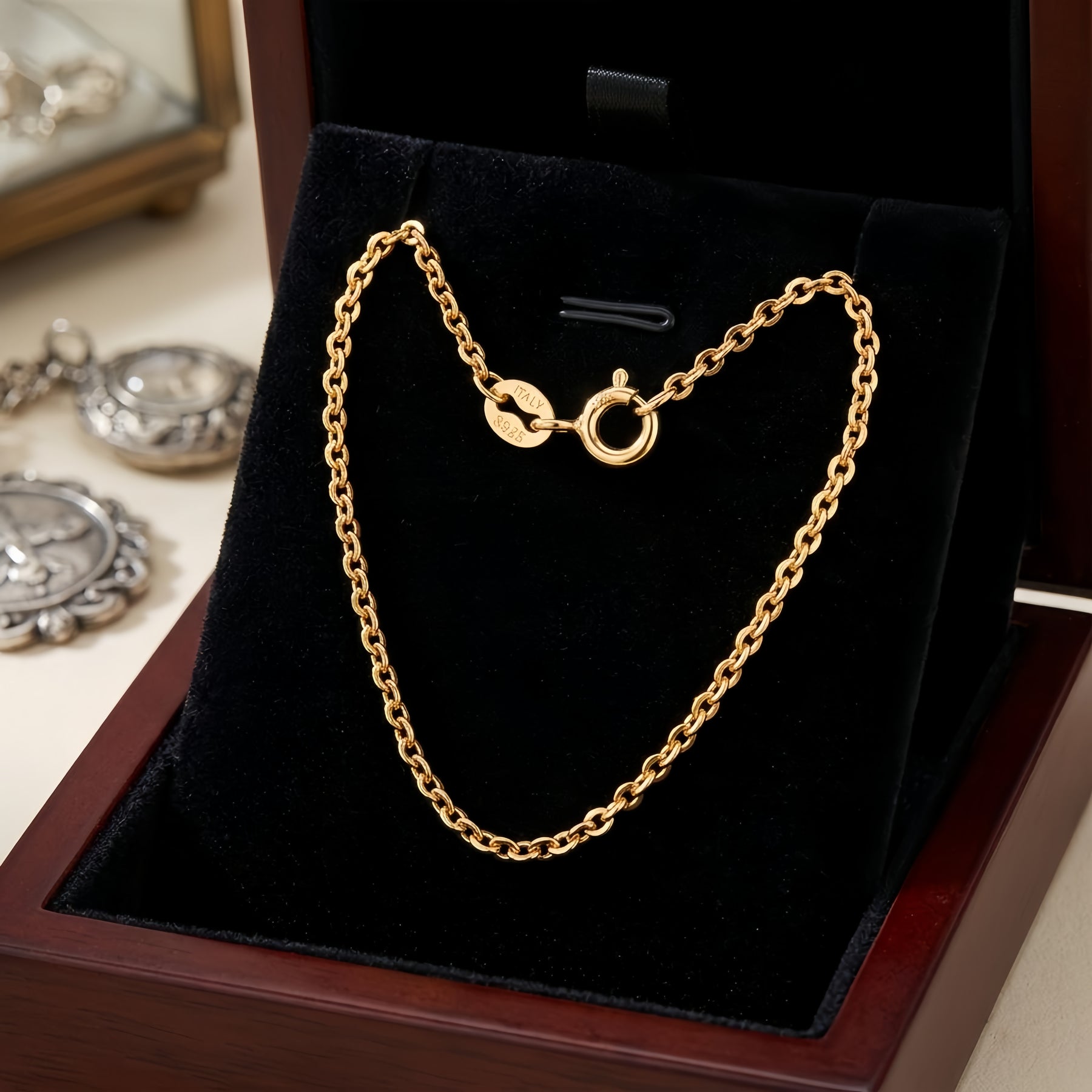 Italian Rope Chain Necklace – sterling silver necklace, front view