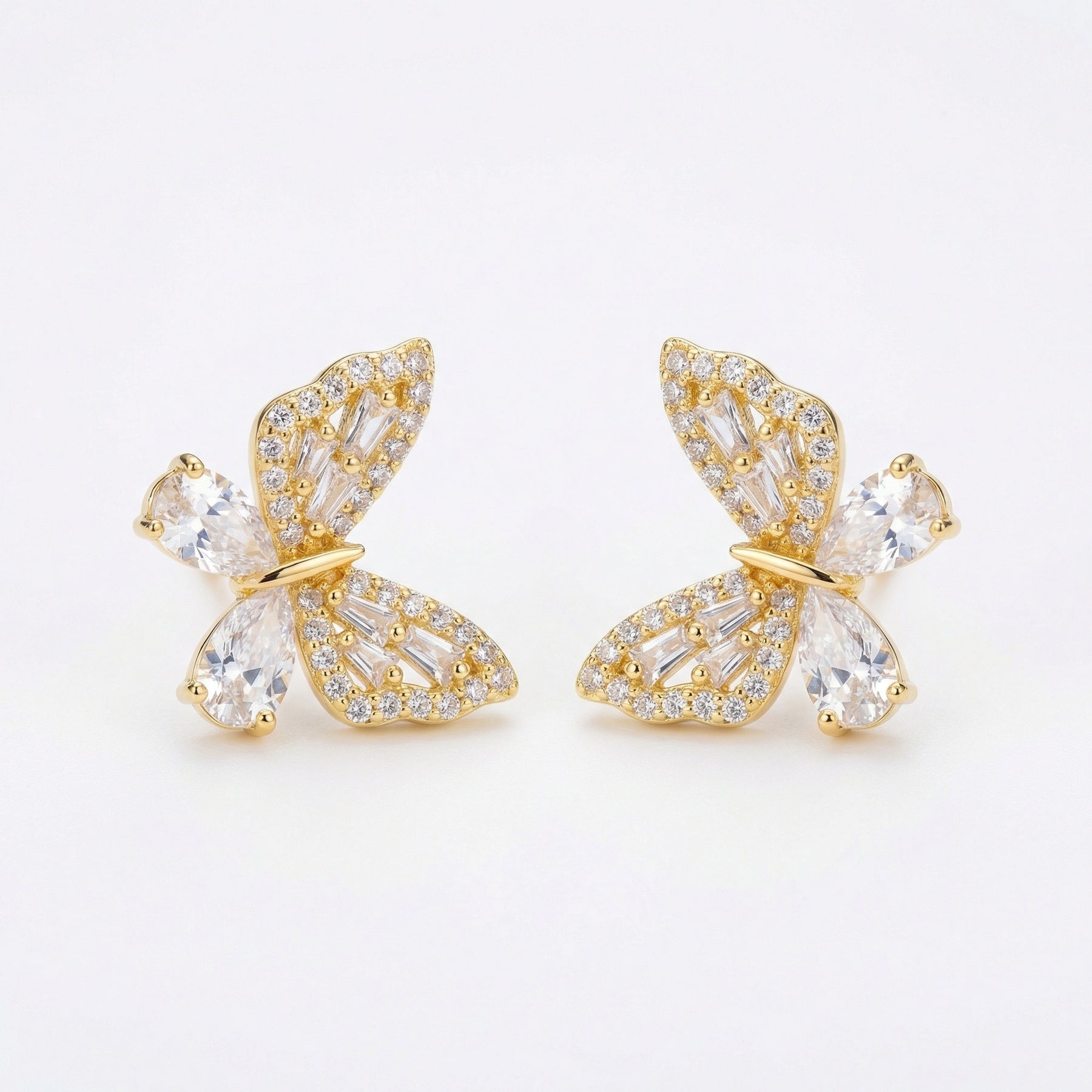Butterfly Pear-Cut Crystal Studs – crystal earrings, close-up
