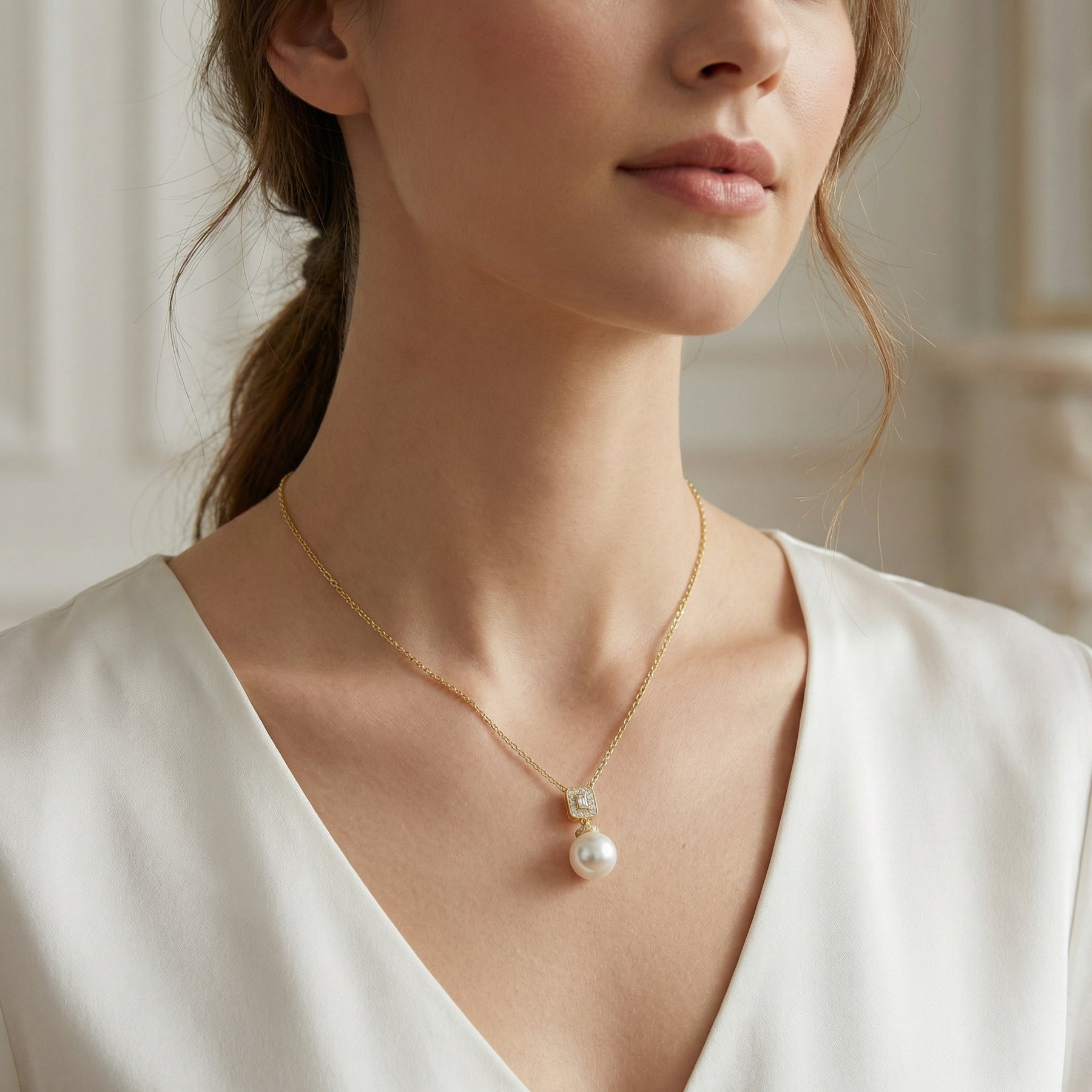 South Sea Pearl Geometric Pendant – pearl necklace