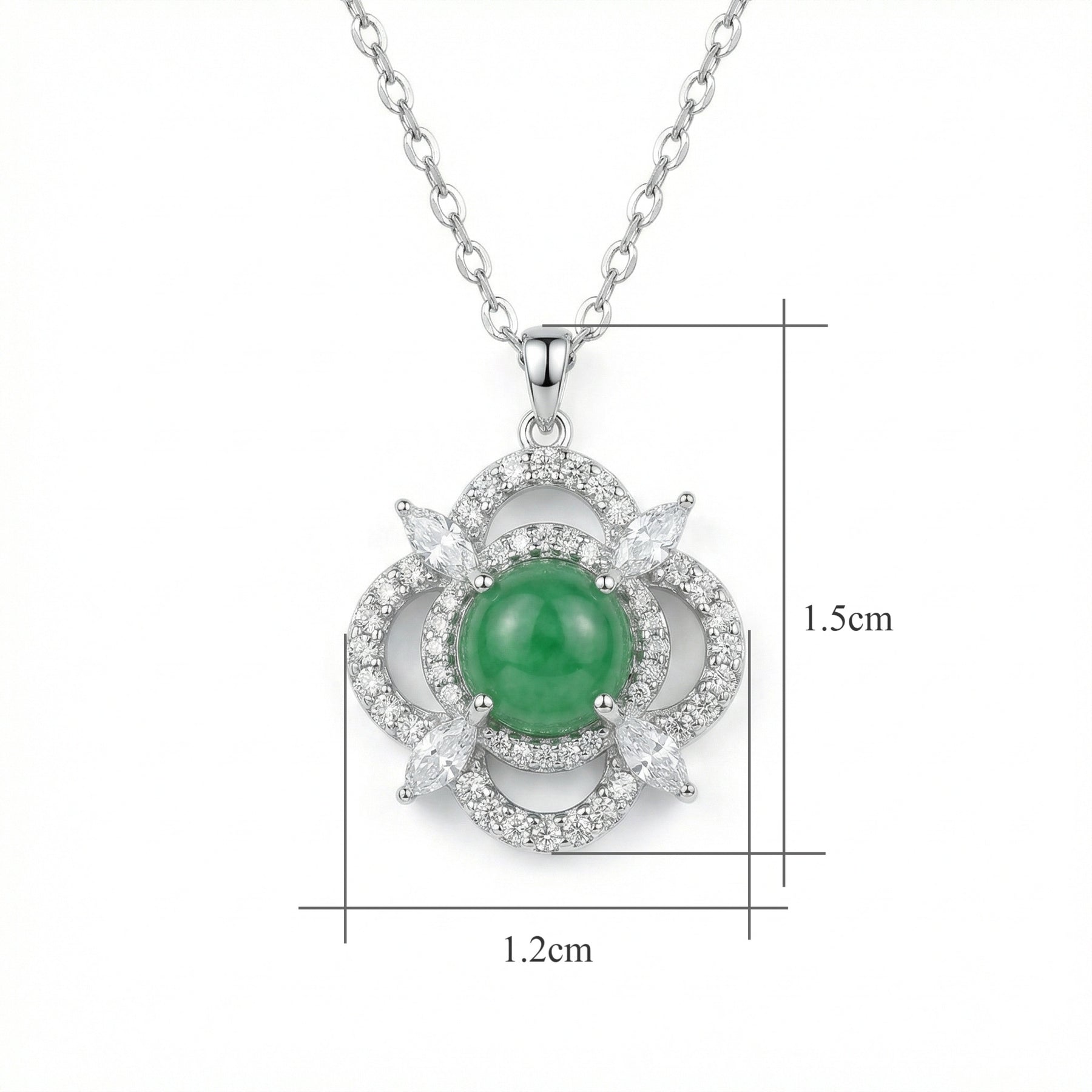 Green Jade Flower Necklace – jade necklace, close-up