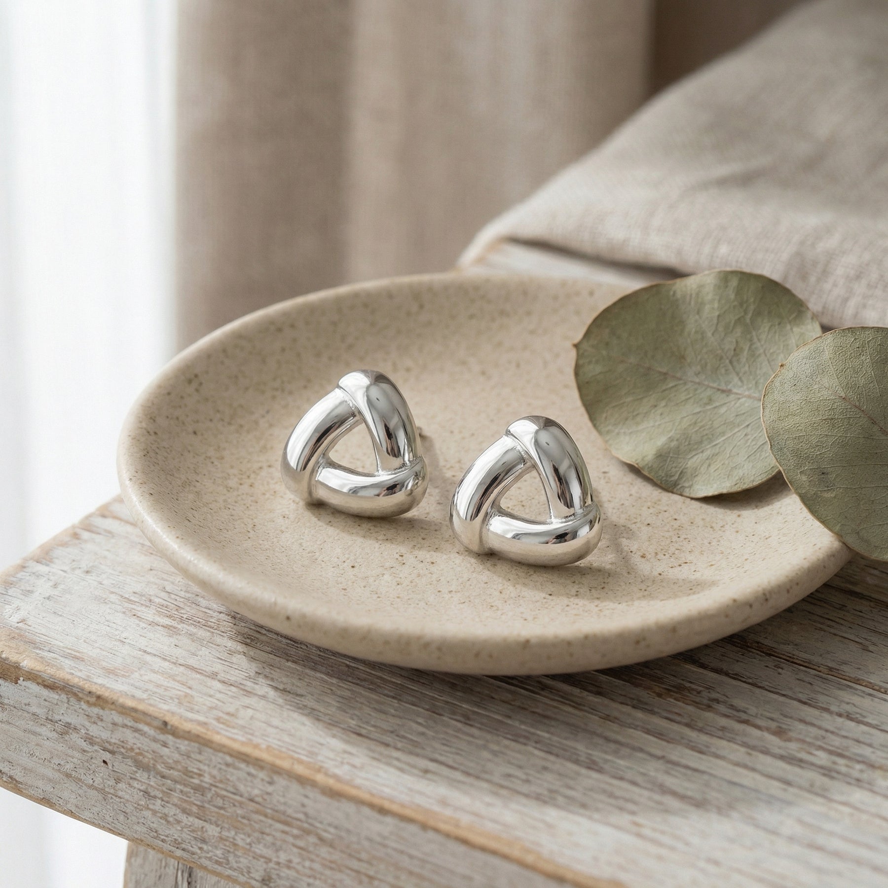 Interlocking Triangular Knot Studs – sterling silver earrings