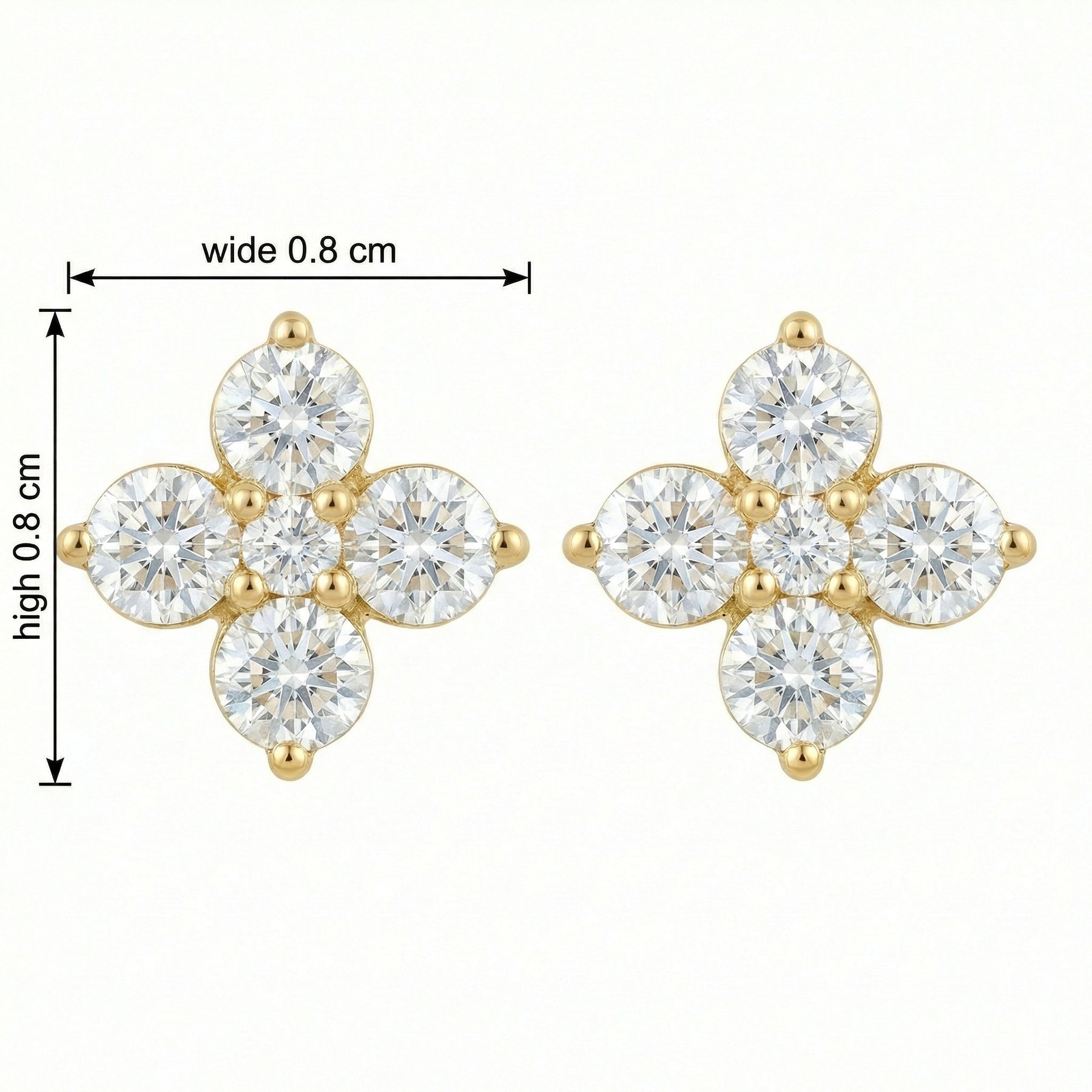 Four-Petal Flower Cluster Studs – sterling silver earrings, side detail