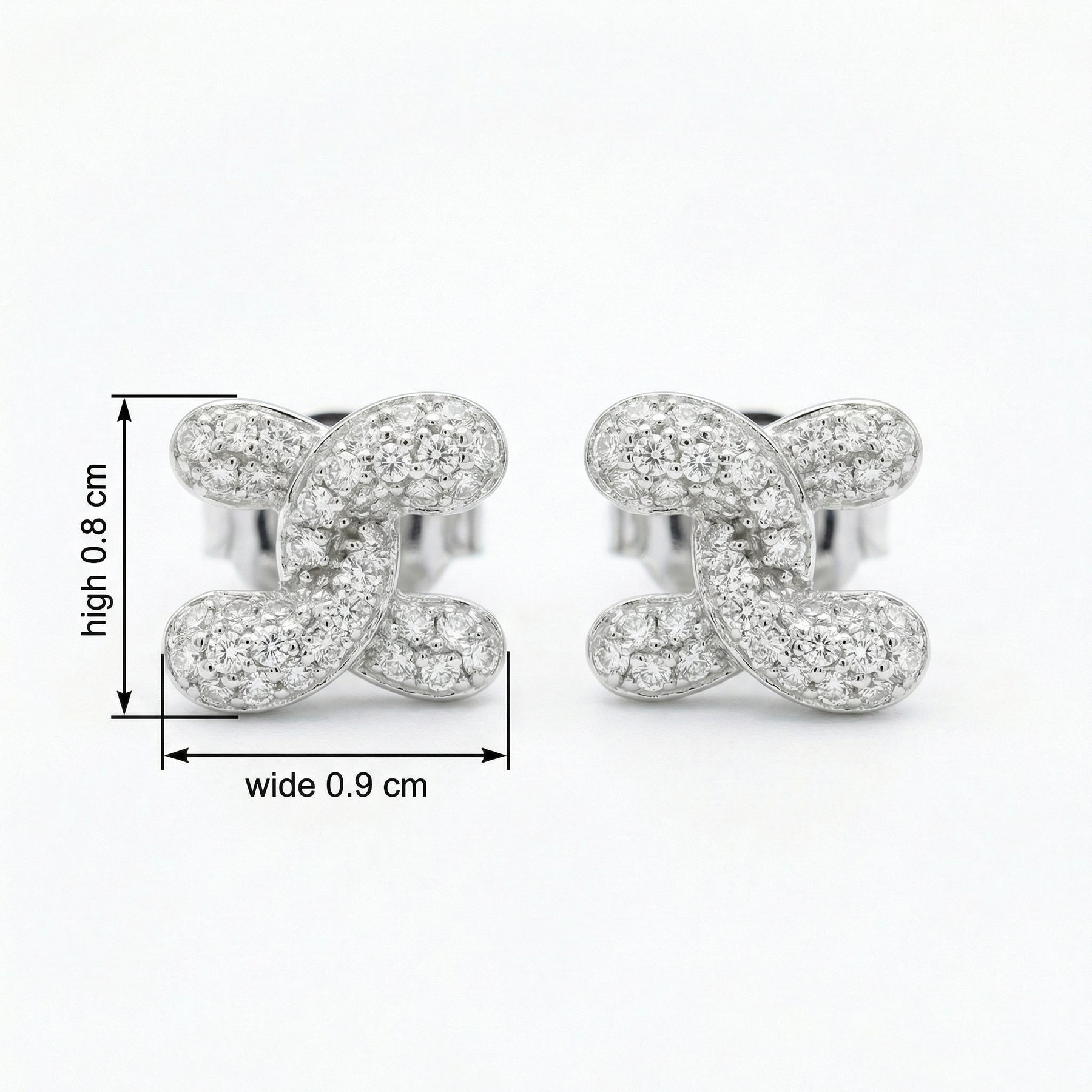 Interlocking X-Link Stud Earrings – sterling silver earrings, close-up