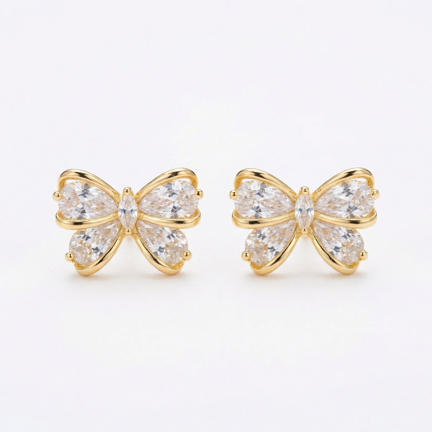 Butterfly Studs, Mixed Faceted Wings – sterling silver earrings