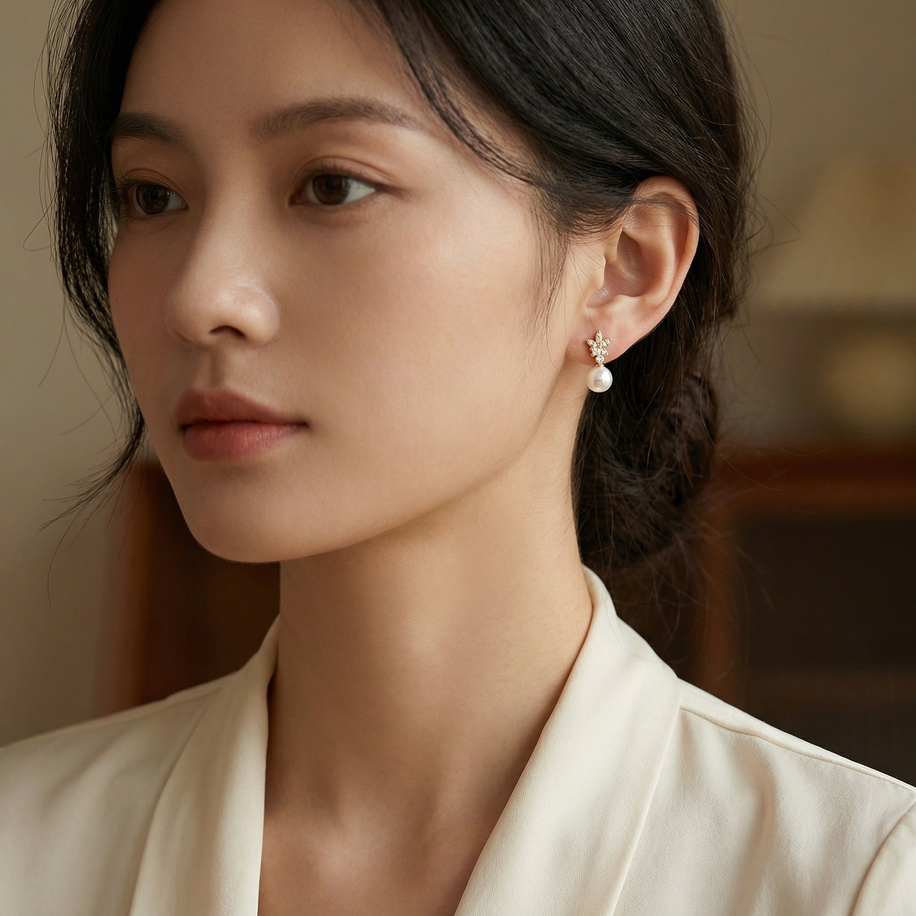 Floral Pearl Drop Earrings – pearl earrings