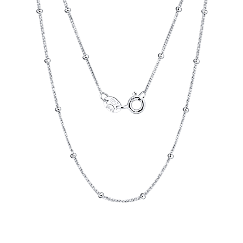 Italian gold-tone Beaded Chain Necklace – gold-plated necklace, close-up