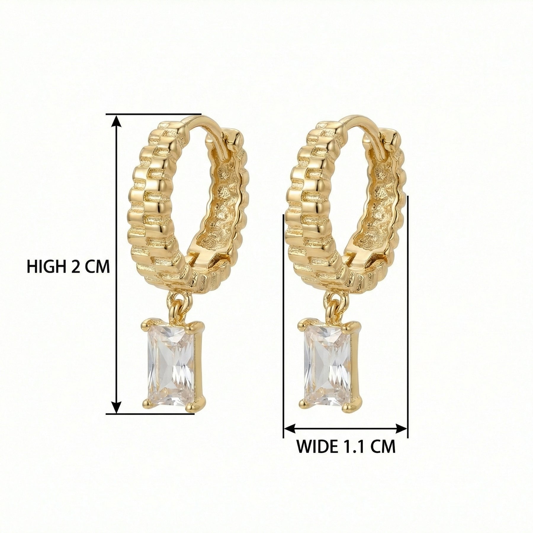 Ribbed Huggie Hoops, Crystal Drop Accent – crystal earrings