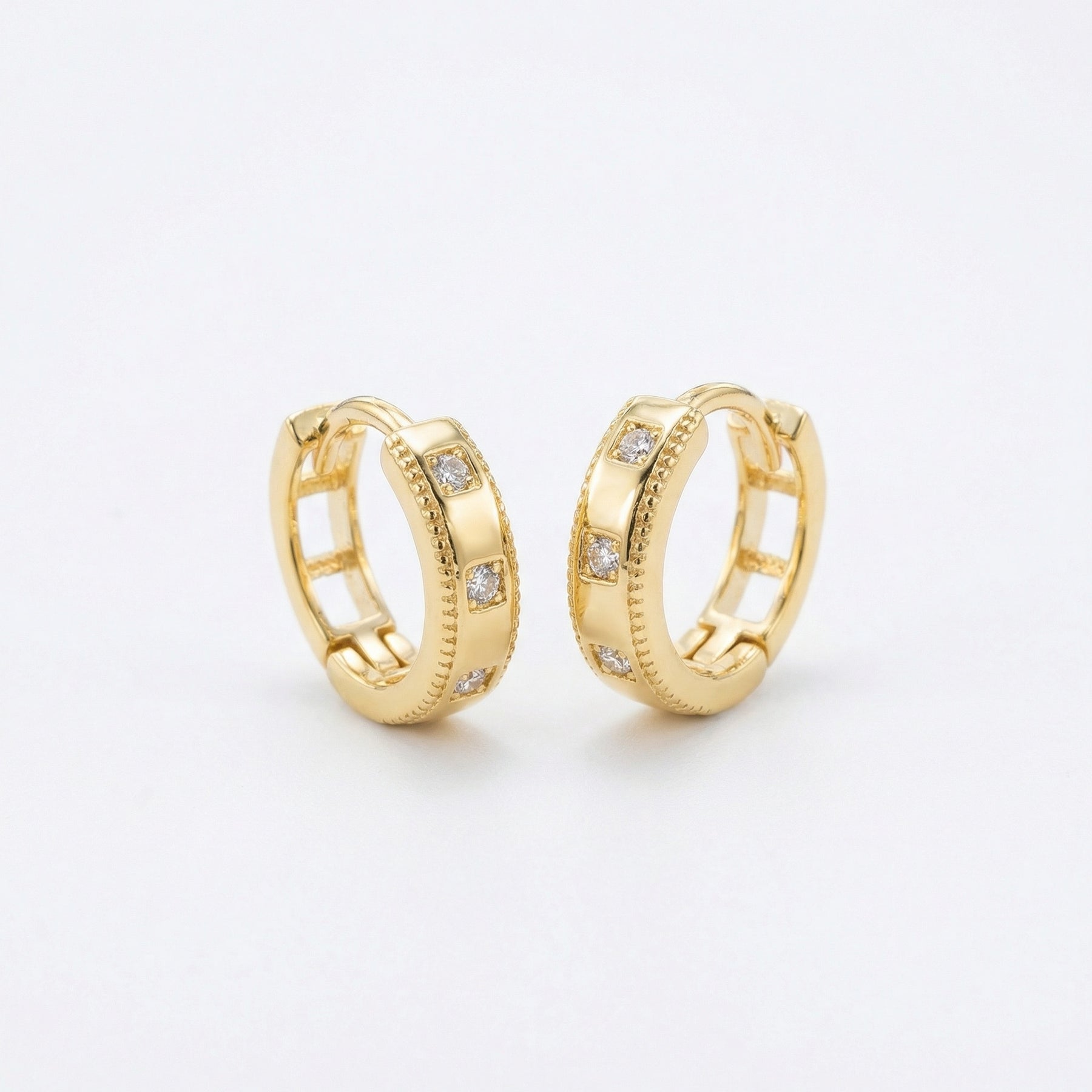 Milgrain Detail Huggie Hoop Earrings – sterling silver earrings