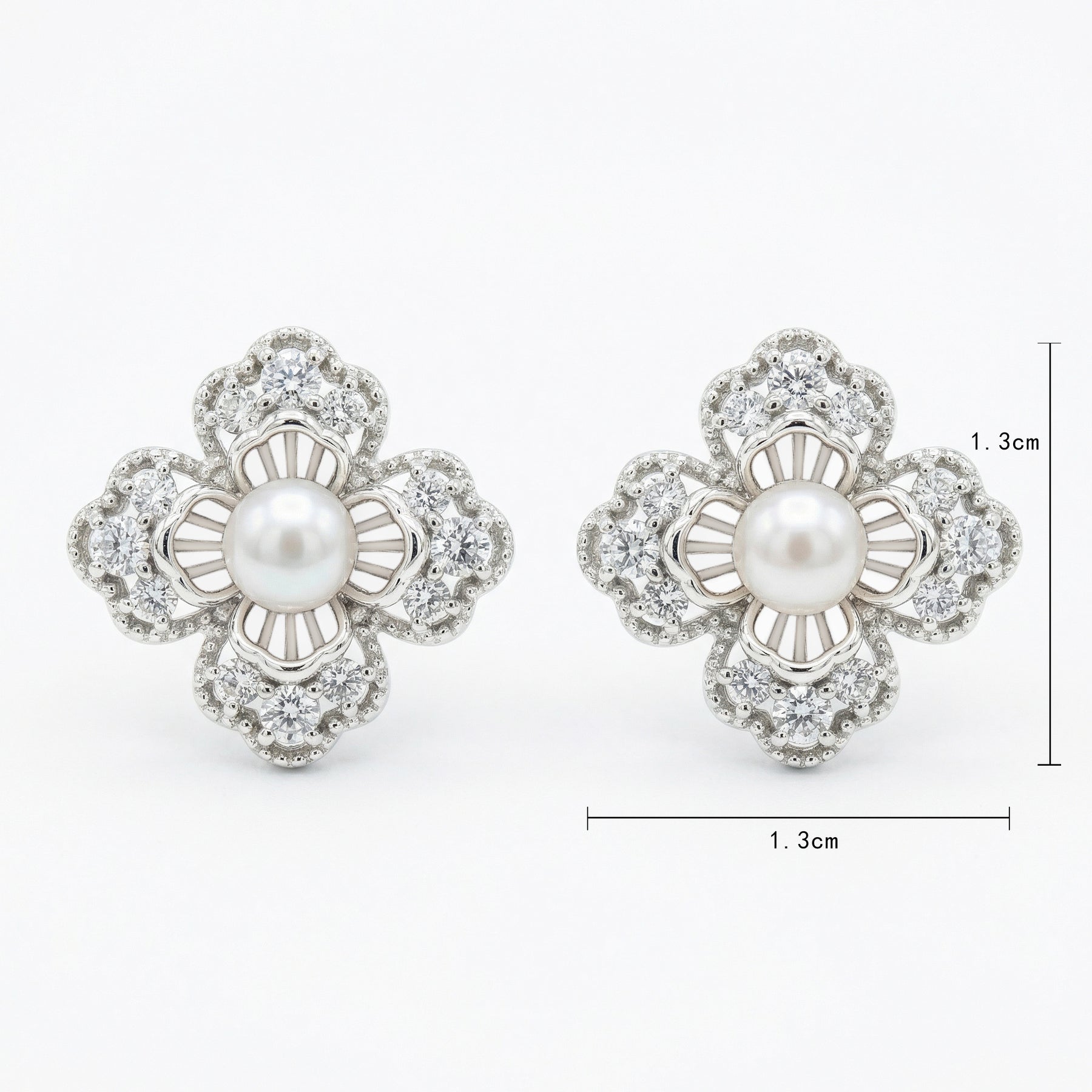 Floral Pearl Accent Stud Earrings – pearl earrings