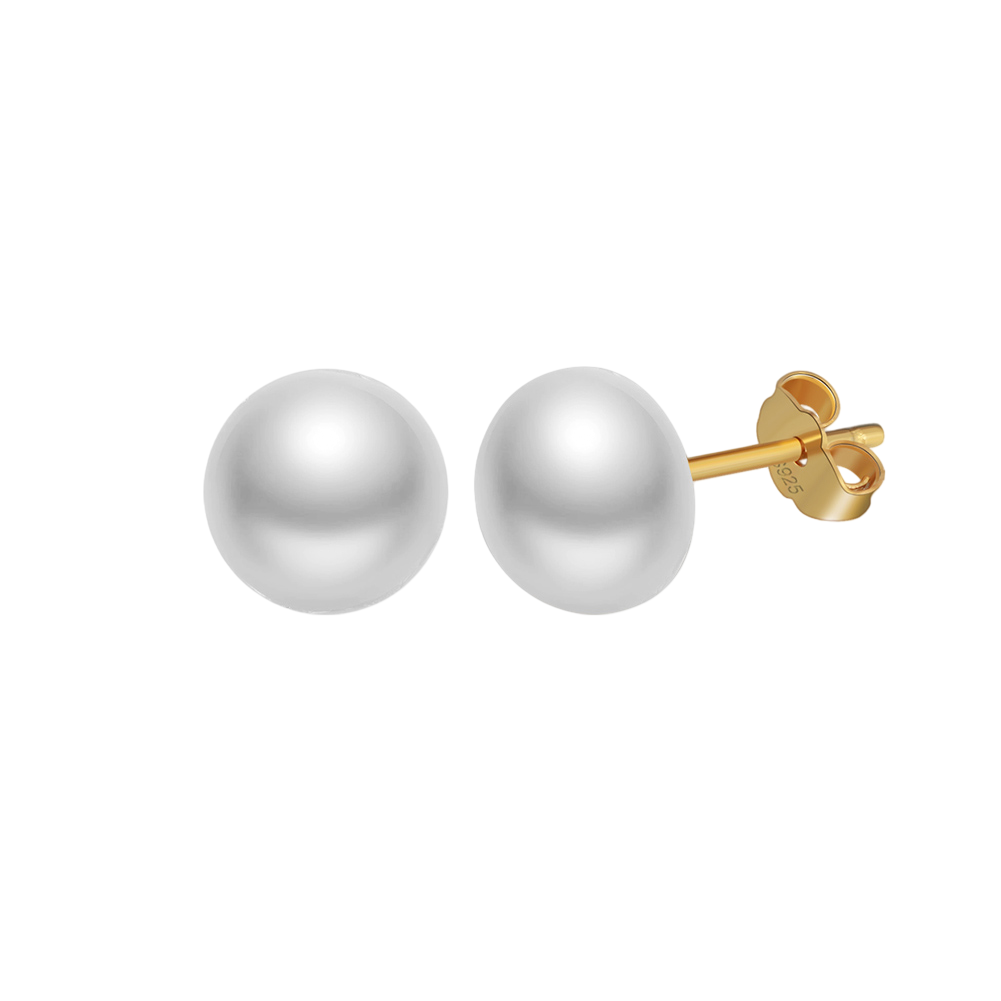 White Pearl Stud Earrings – pearl earrings, side detail