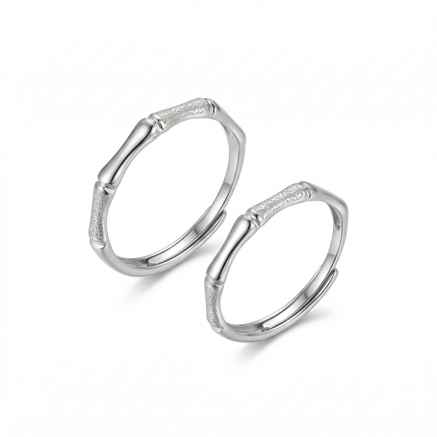 Bamboo-Inspired Adjustable Ring – sterling silver ring, front view