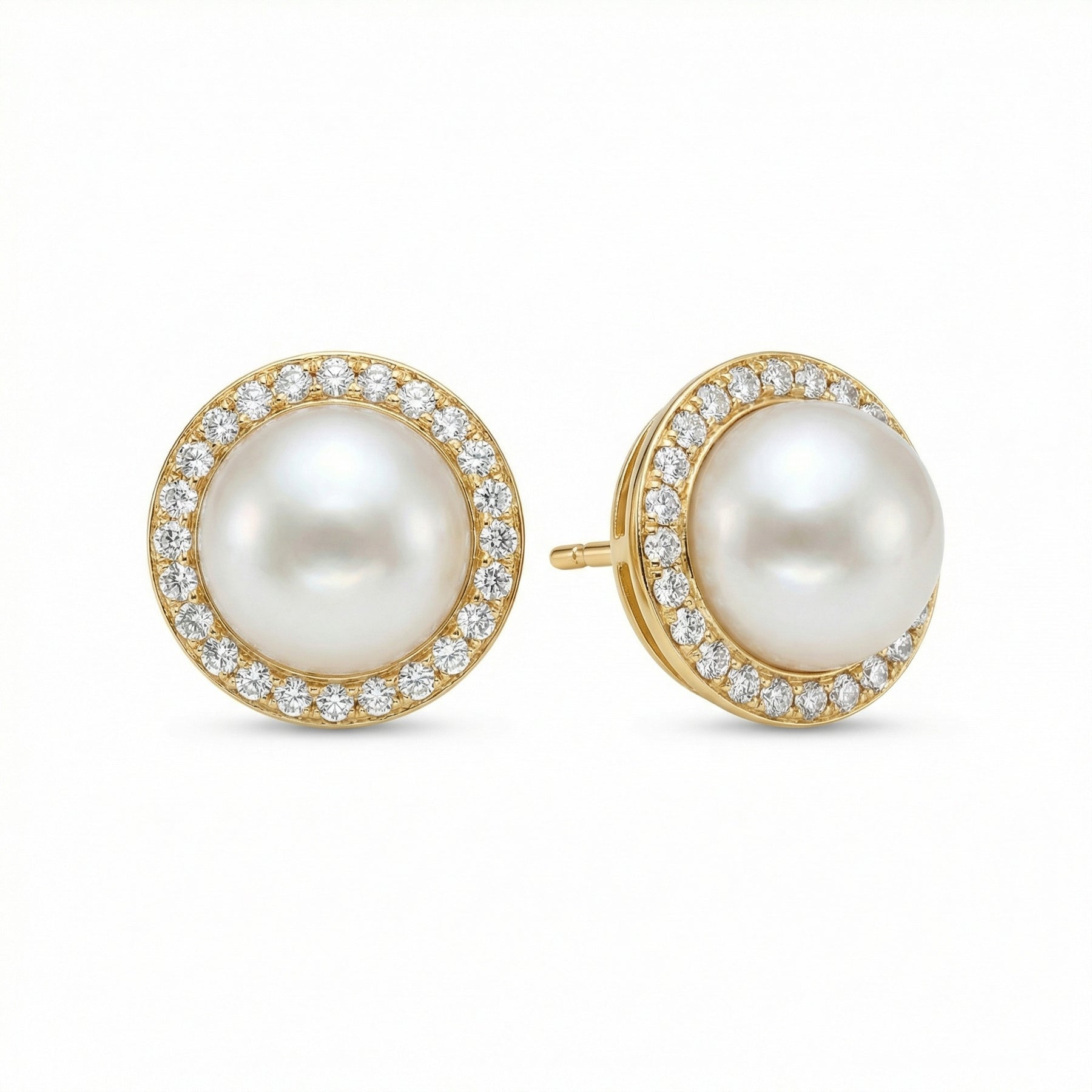 Pearl Halo Stud Earrings – pearl earrings, side detail