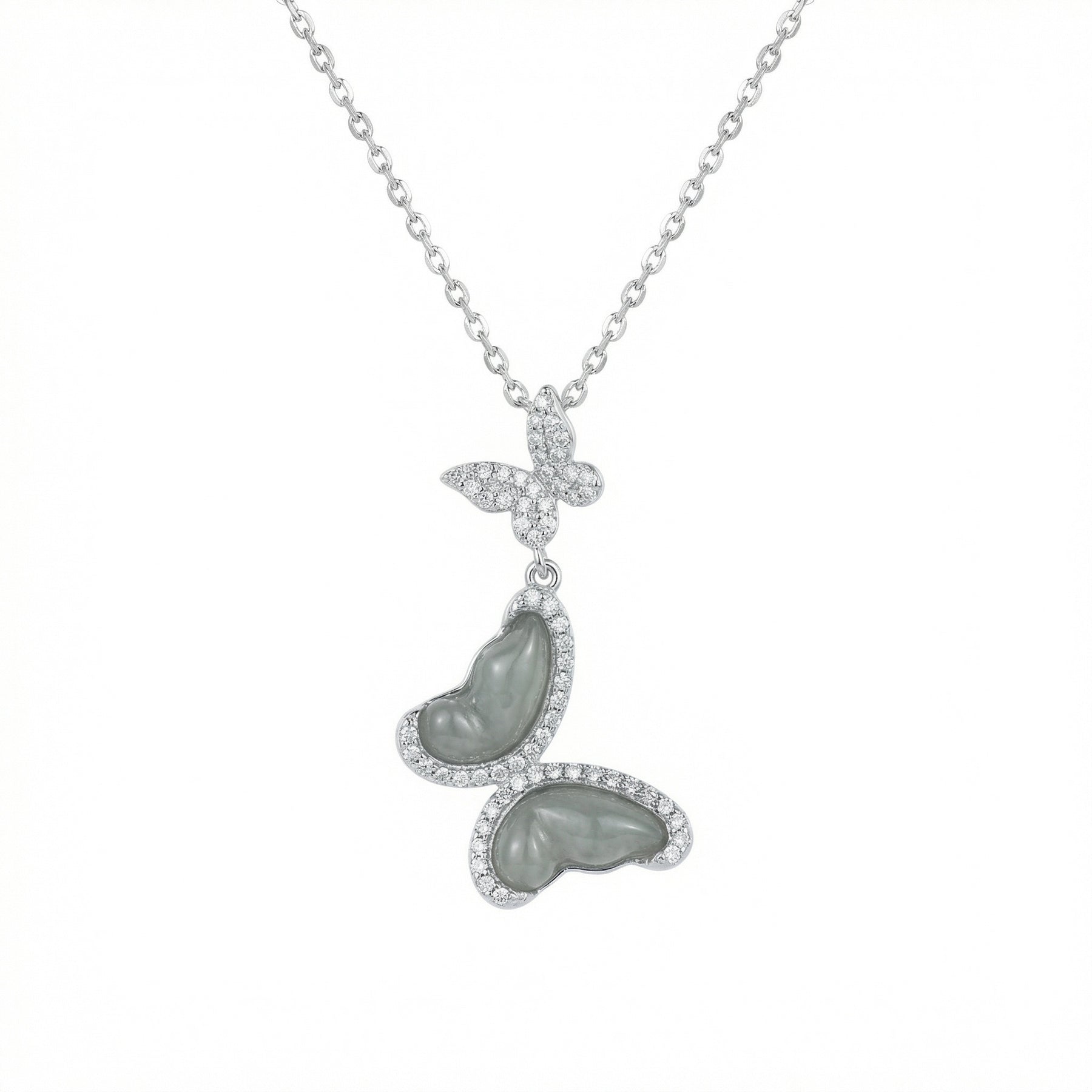 Butterfly Jade Sparkling stone Necklace – jade necklace, side detail