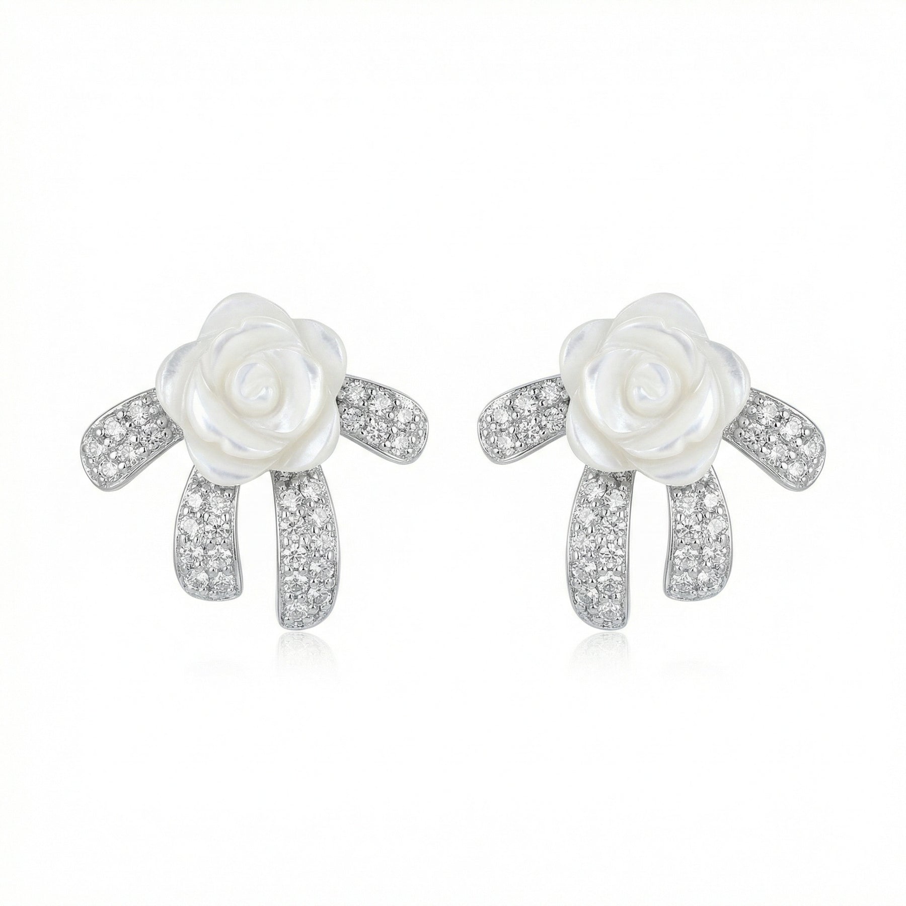 Mother-of-Pearl Bow Crystal Studs – mother-of-pearl earrings