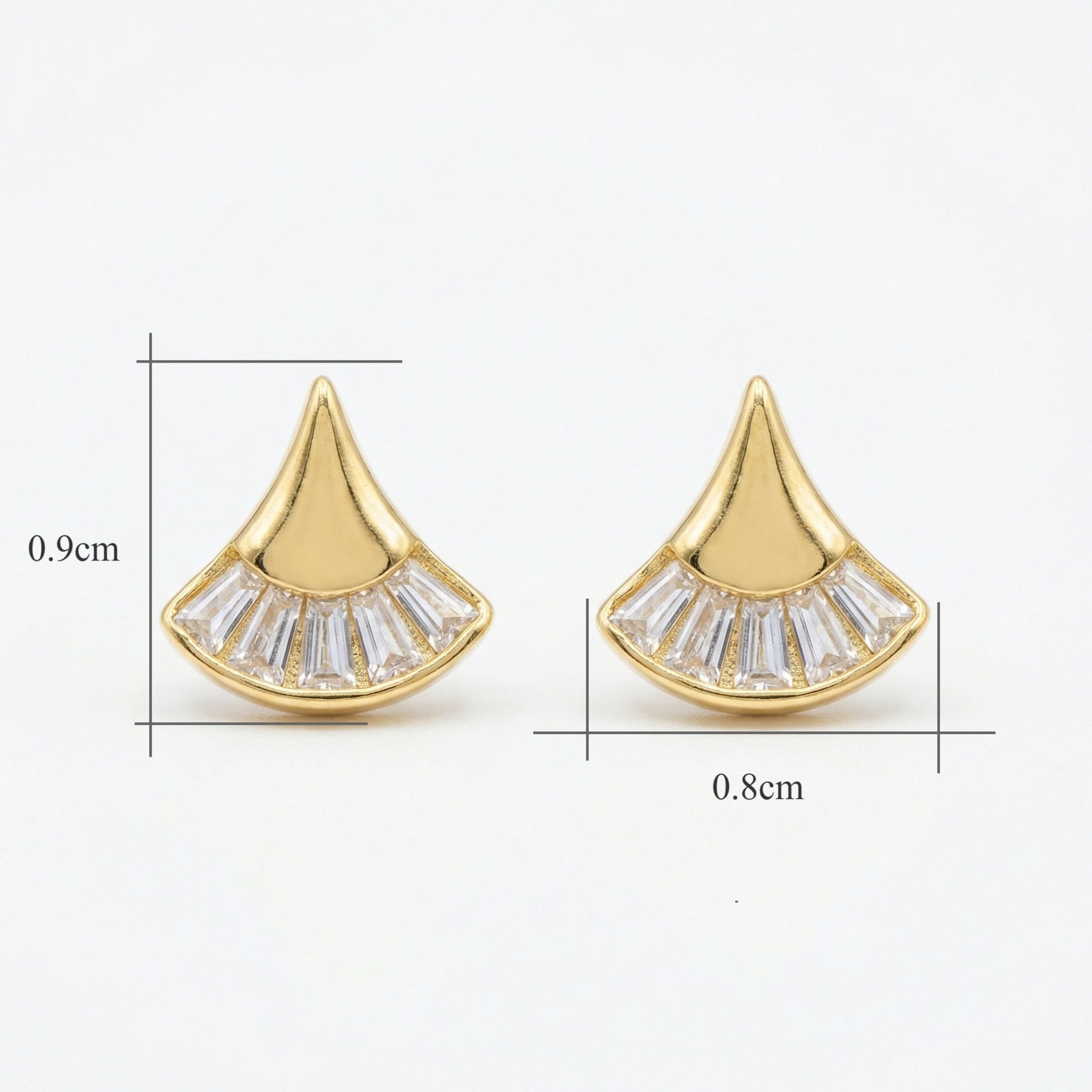 Fan-Shaped Baguette Stud Earrings – sterling silver earrings