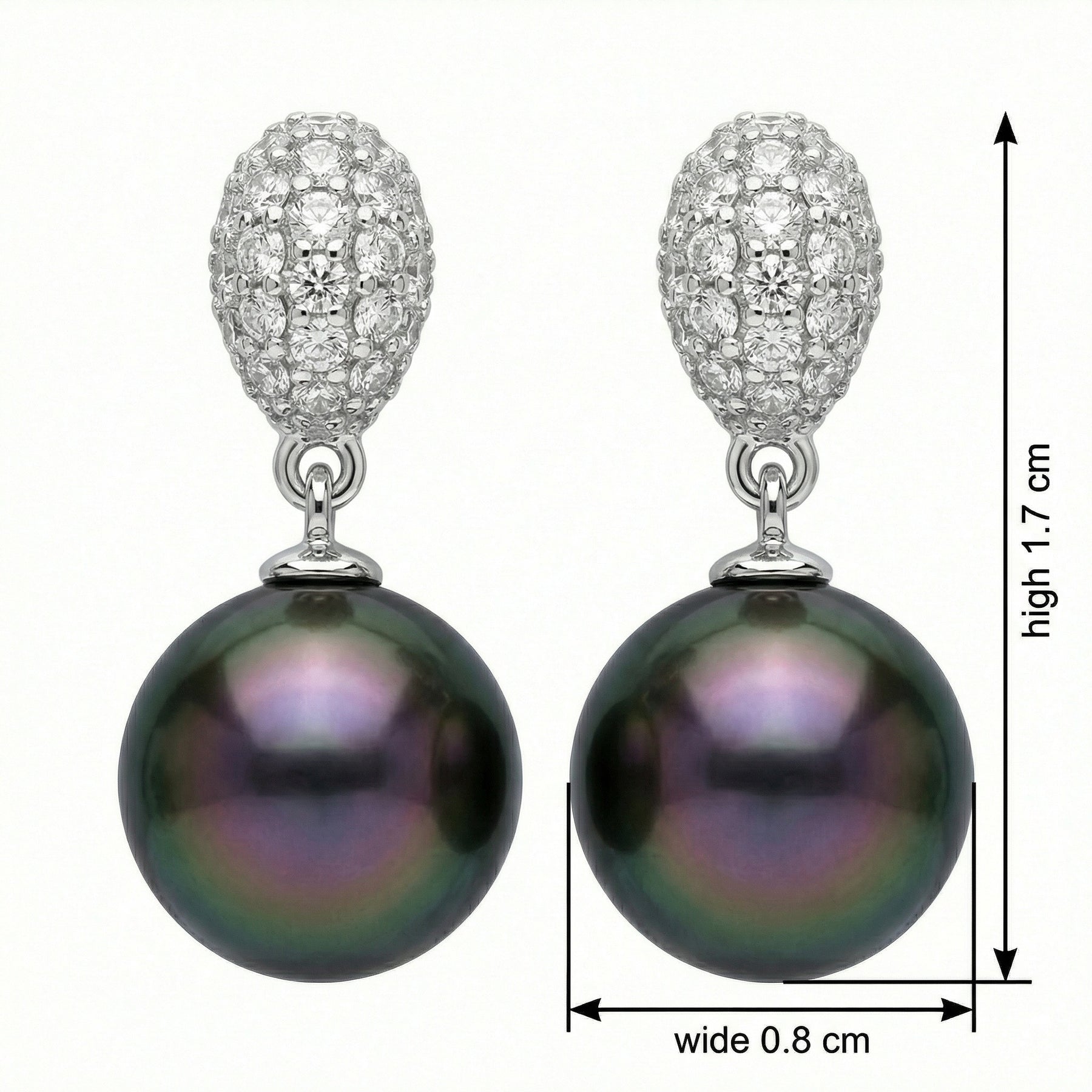 Tahitian Pearl Pavé Drop Earrings – pearl earrings, side detail
