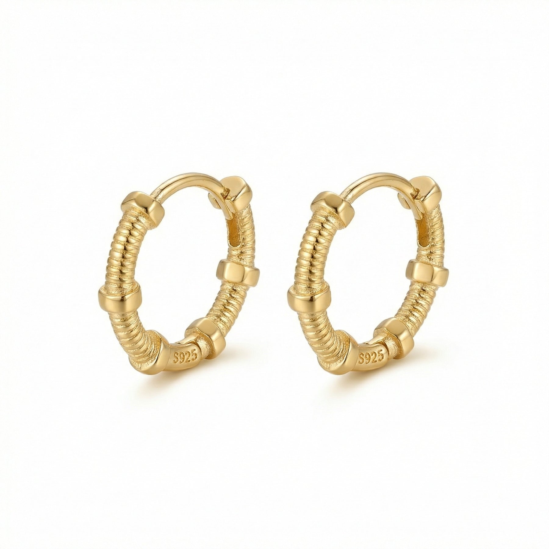 Textured Studded Hoop Earrings – sterling silver earrings